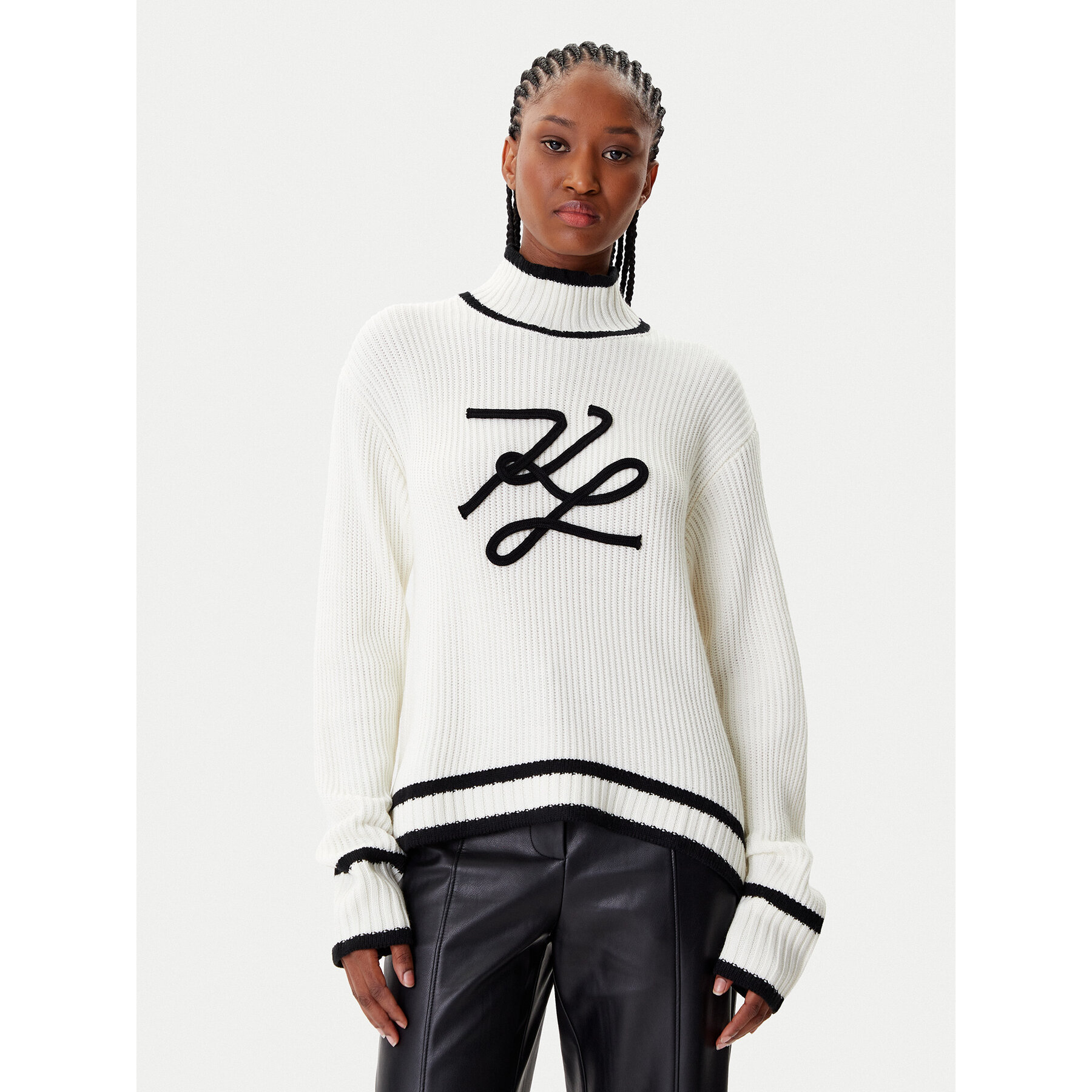 KARL LAGERFELD Rollkragenpullover A4W18051 Weiß Regular Fit