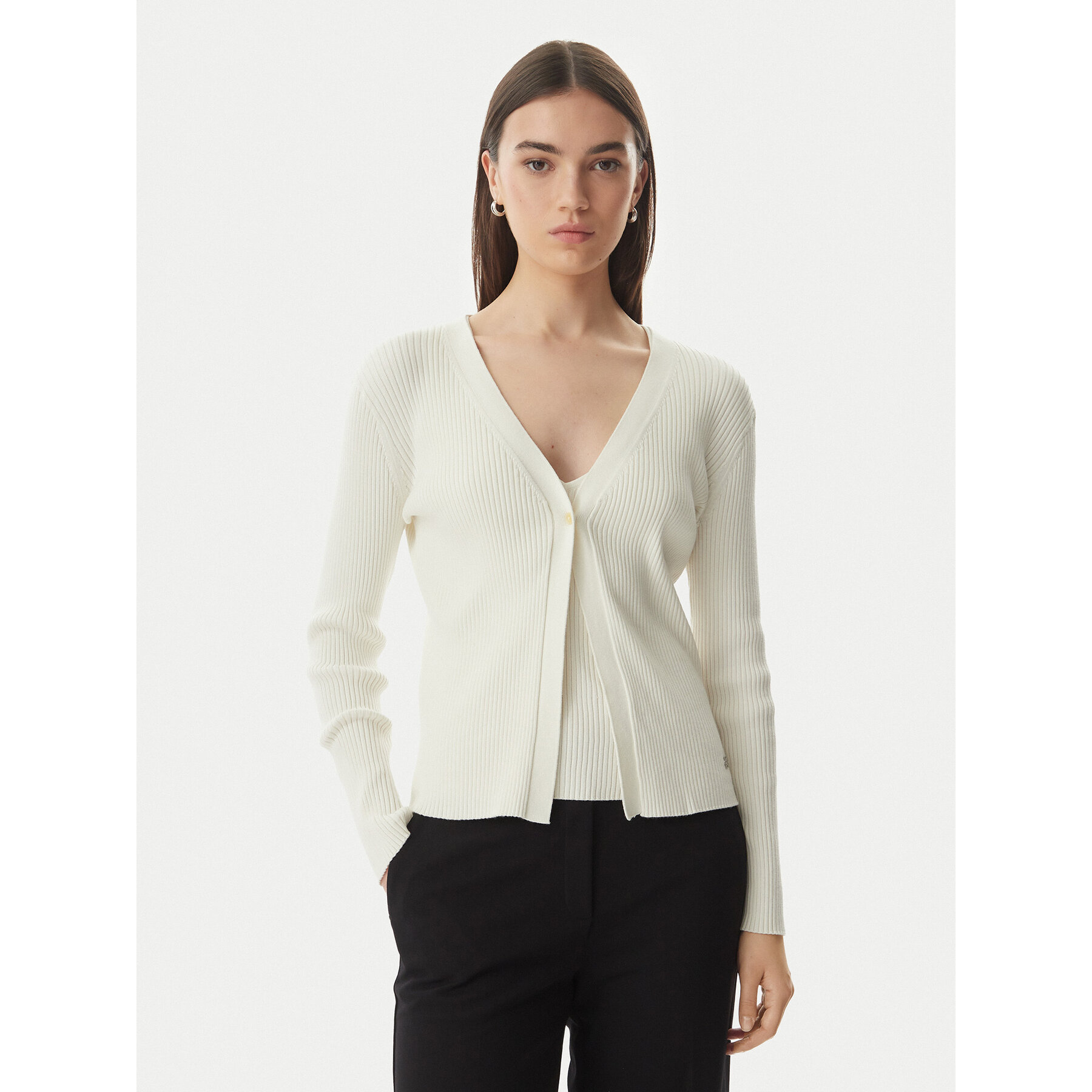 Calvin Klein Strickjacke LV044G303G Creme Regular Fit