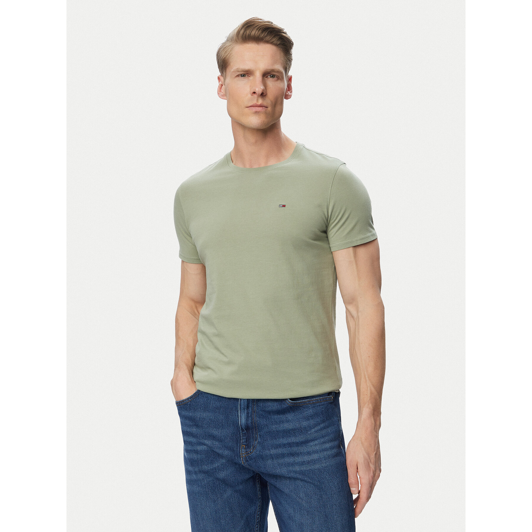 Tommy Jeans T-shirt DM0DM04411 Kaki Slim Fit