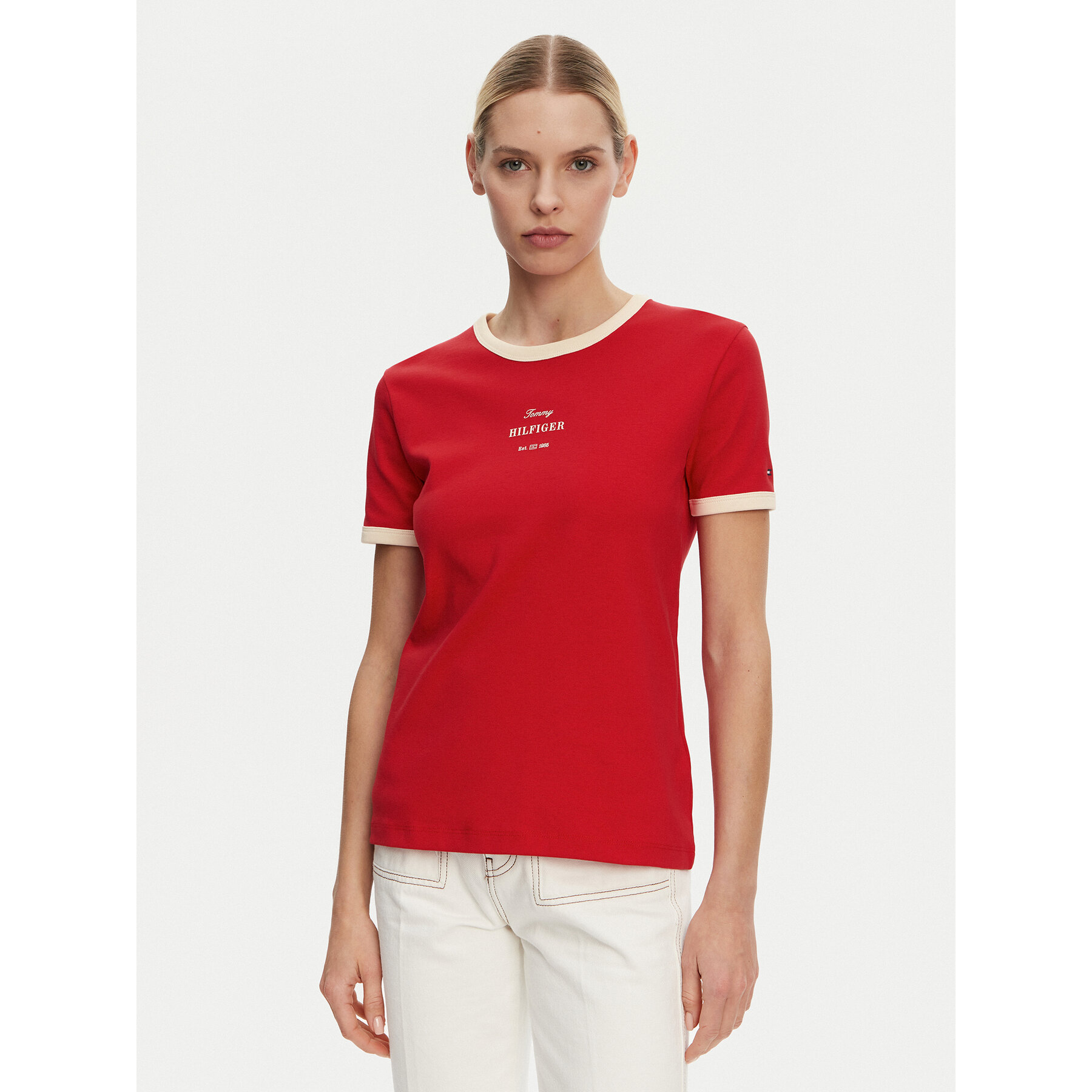 Tommy Hilfiger Póló Monotype WW0WW44586 Piros Regular Fit