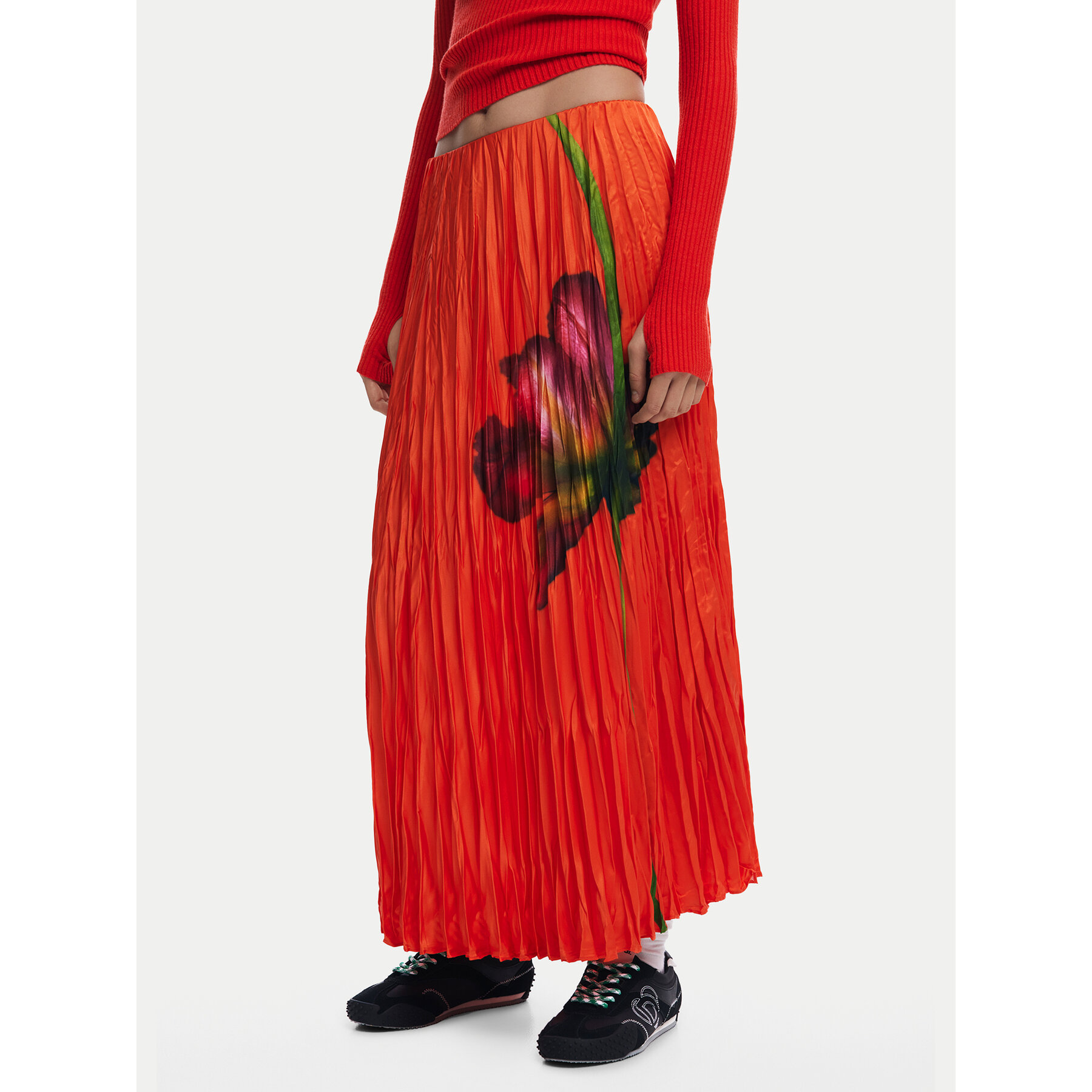 Desigual Faltenrock Follet 25SWFW06 Orange Regular Fit