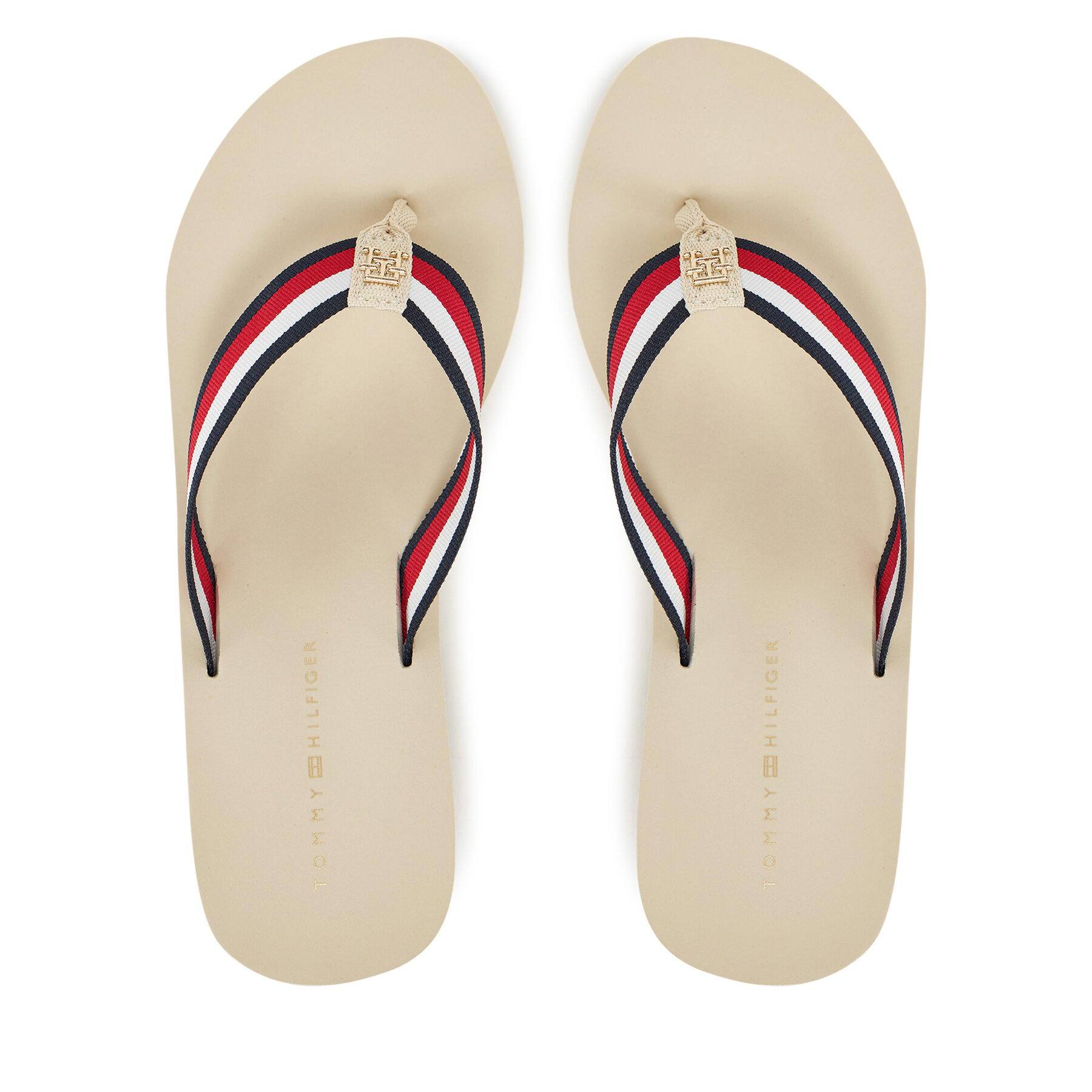 Donna Infradito Tommy Hilfiger, Taglia 42, Beige, Th Corporate Wedge Beach Sandal FW0FW08520, taglia : 42