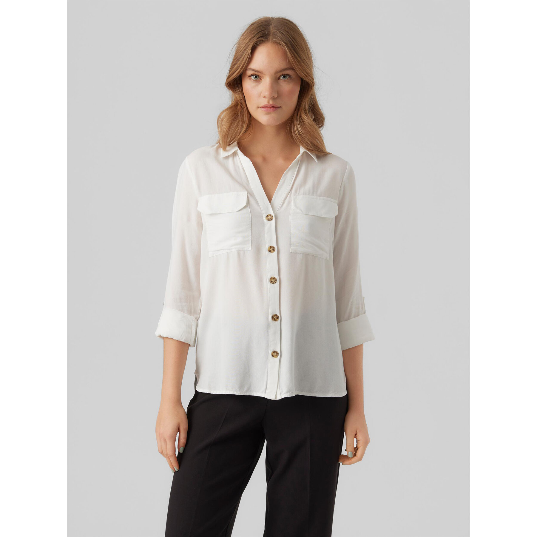 Vero Moda Hemd Bumpy 10275283 Weiß Regular Fit