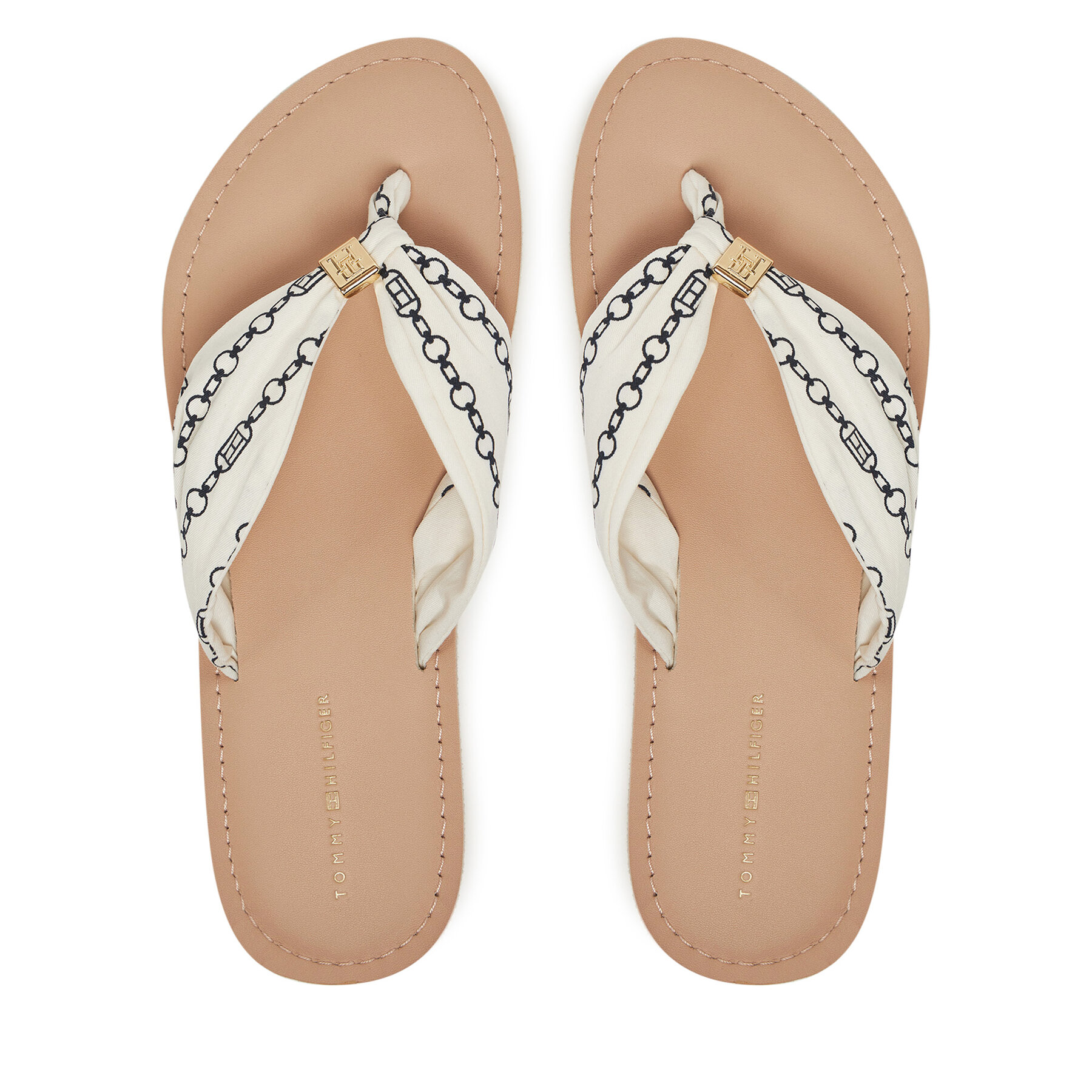 Flip flop Tommy Hilfiger Th Chain Print Elevated Sandal FW0FW08519 Alb