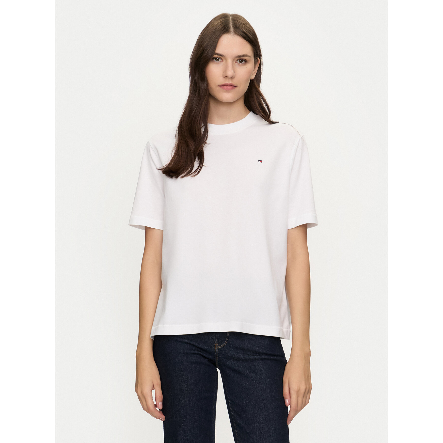 Tommy Hilfiger T-Shirt Modern Flag WW0WW43597 Bianco Relaxed Fit
