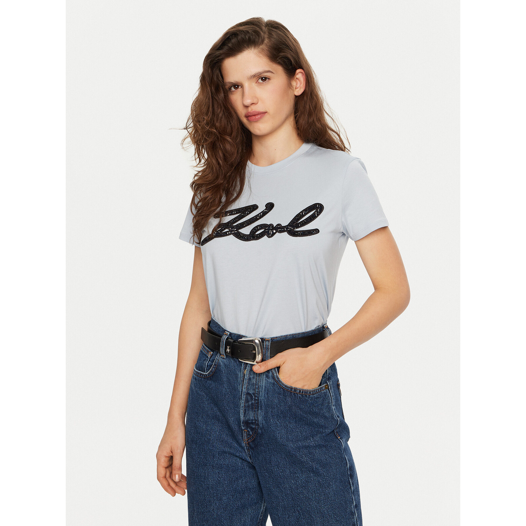 KARL LAGERFELD Póló A1W17117 Kék Regular Fit
