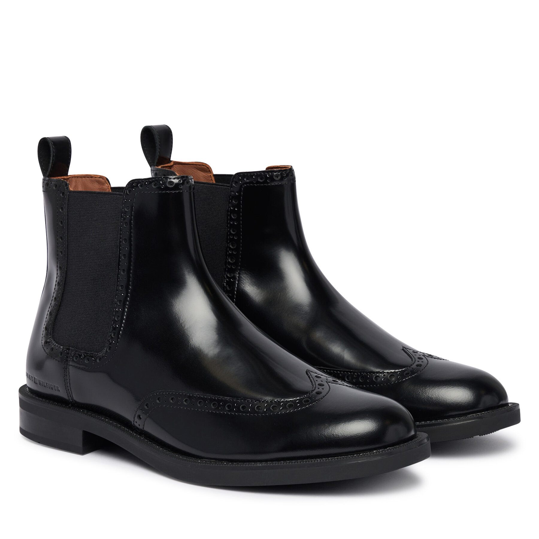 Jātnieku stila puszābaki Tommy Hilfiger Lth Abrasivato Brogue Chelsea FM0FM06079 Melns