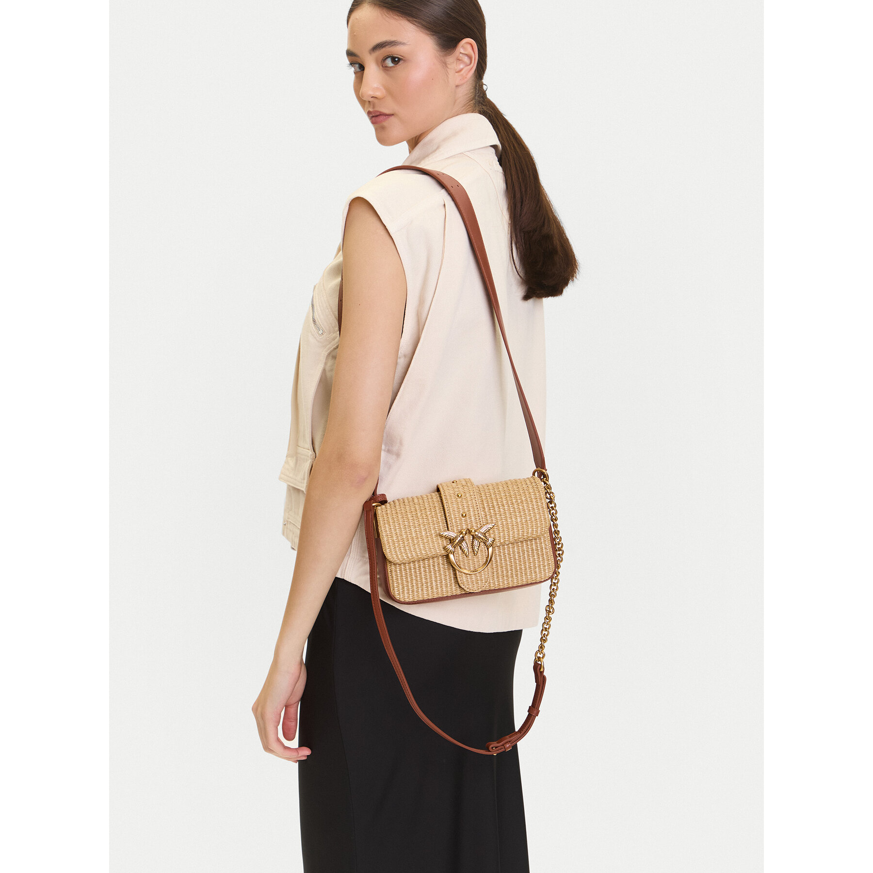 Borsetta PINKO Love One Mini Slouchy Fl PE 25 PLTT 104340 A2CF Beige