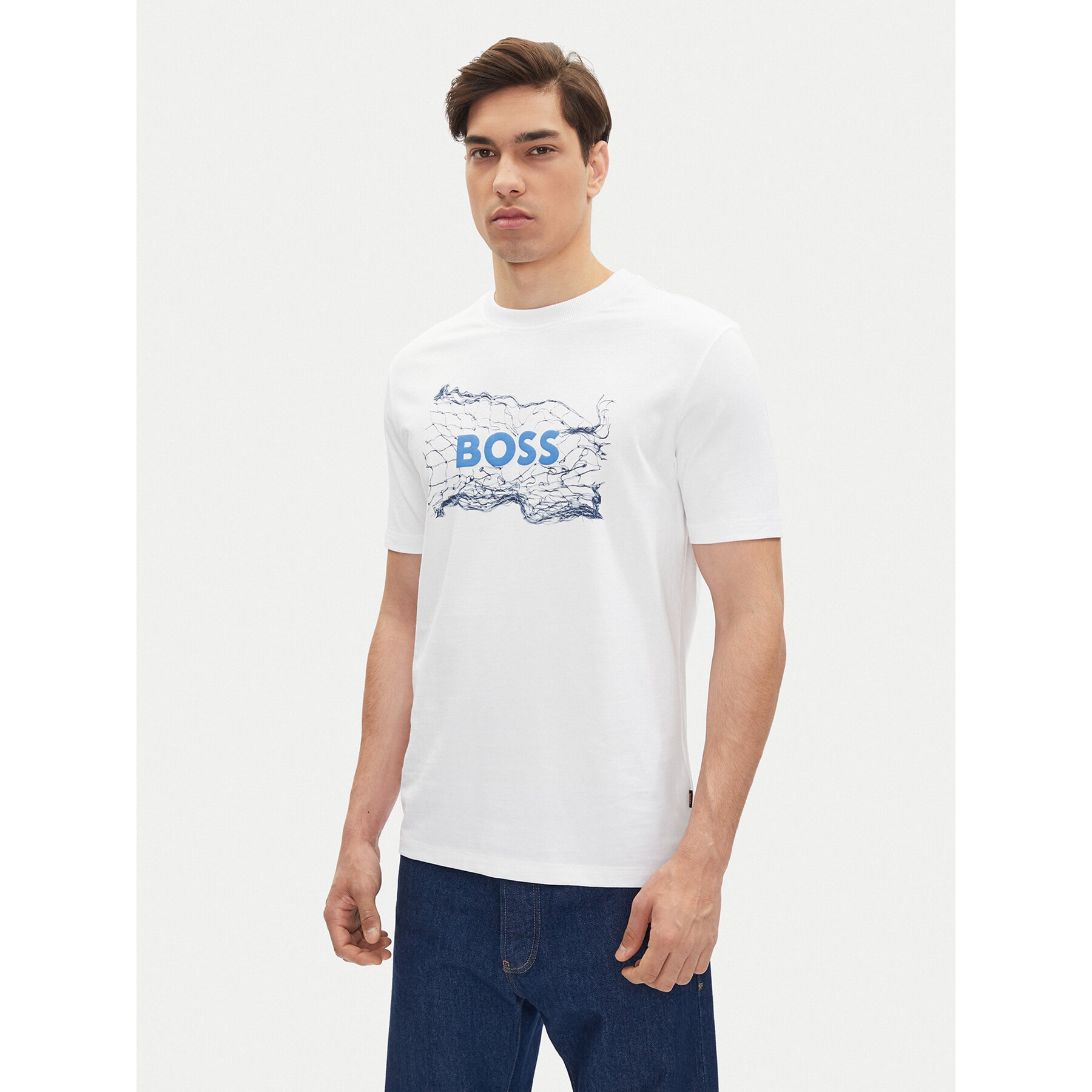 BOSS T-shirt Logo Space 50539186 Bianco Regular Fit