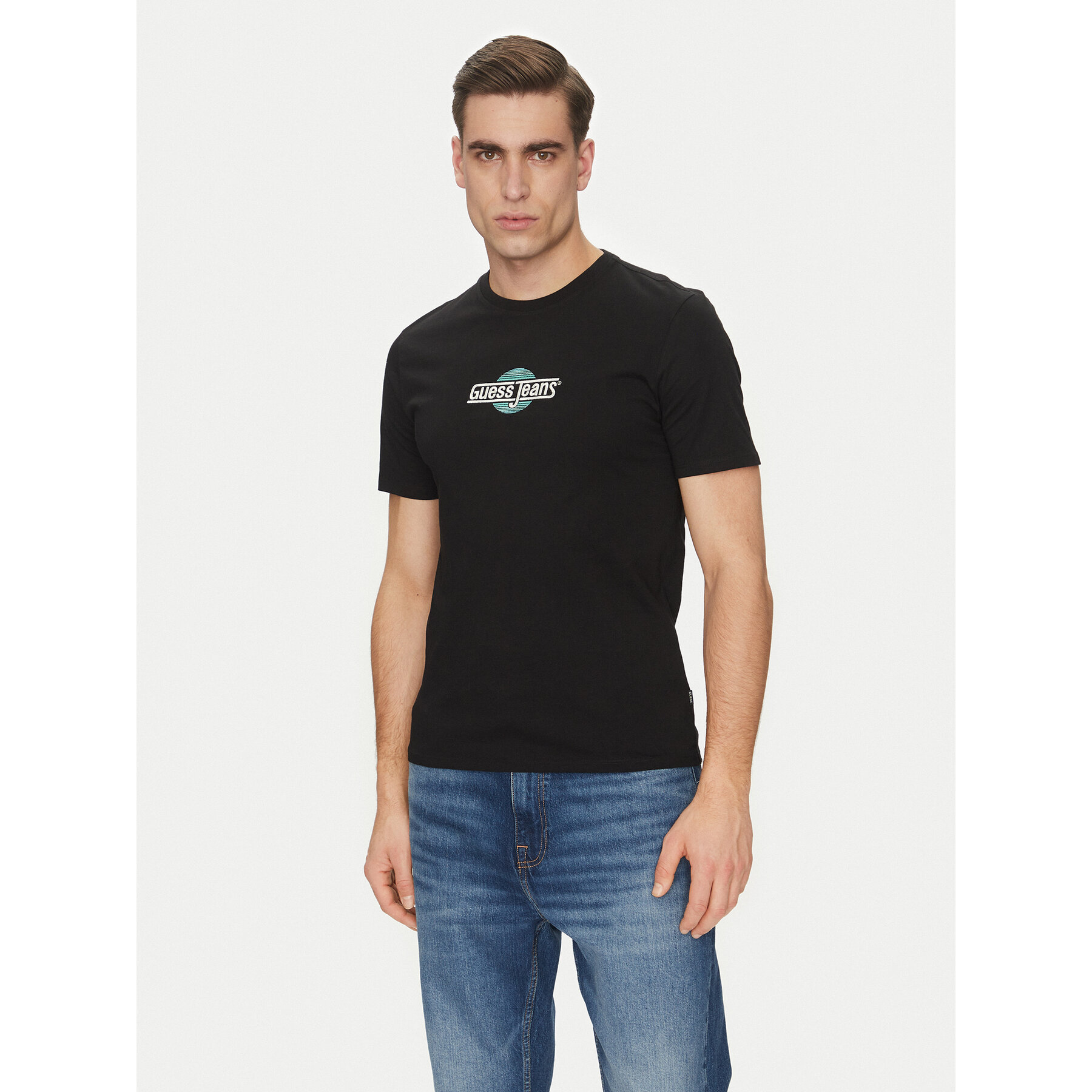 Guess Jeans Póló M5GI23 K8HM0 Fekete Slim Fit