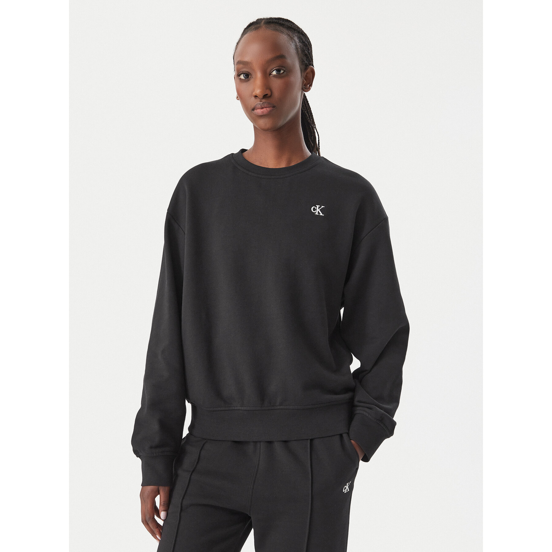 Calvin Klein Jeans Sweatshirt Monogram LV047F223G Schwarz Regular Fit