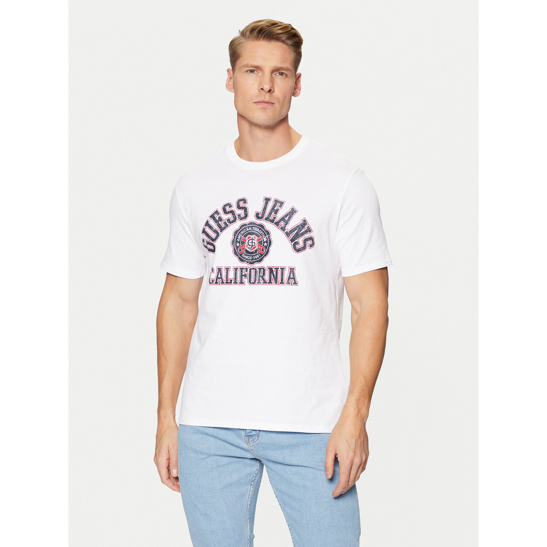 Guess Jeans Póló M5RI80 K8HM0 Fehér Slim Fit