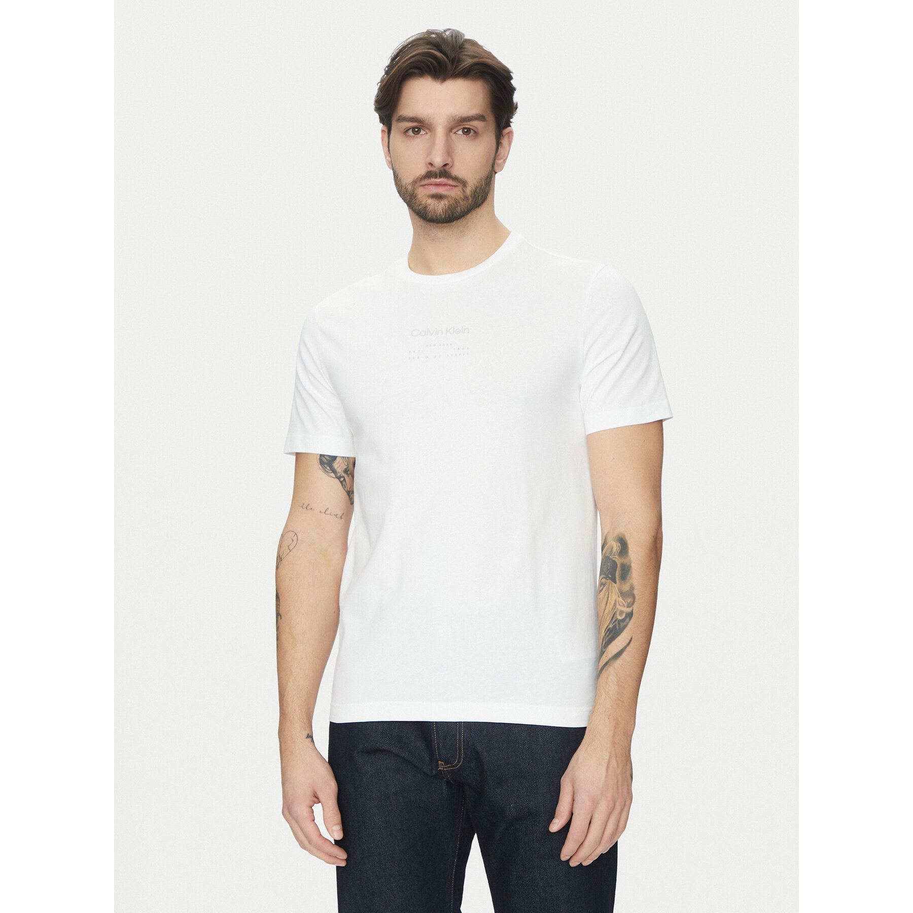 Calvin Klein T-Shirt Editorial Logo K10K114172 Weiß Regular Fit