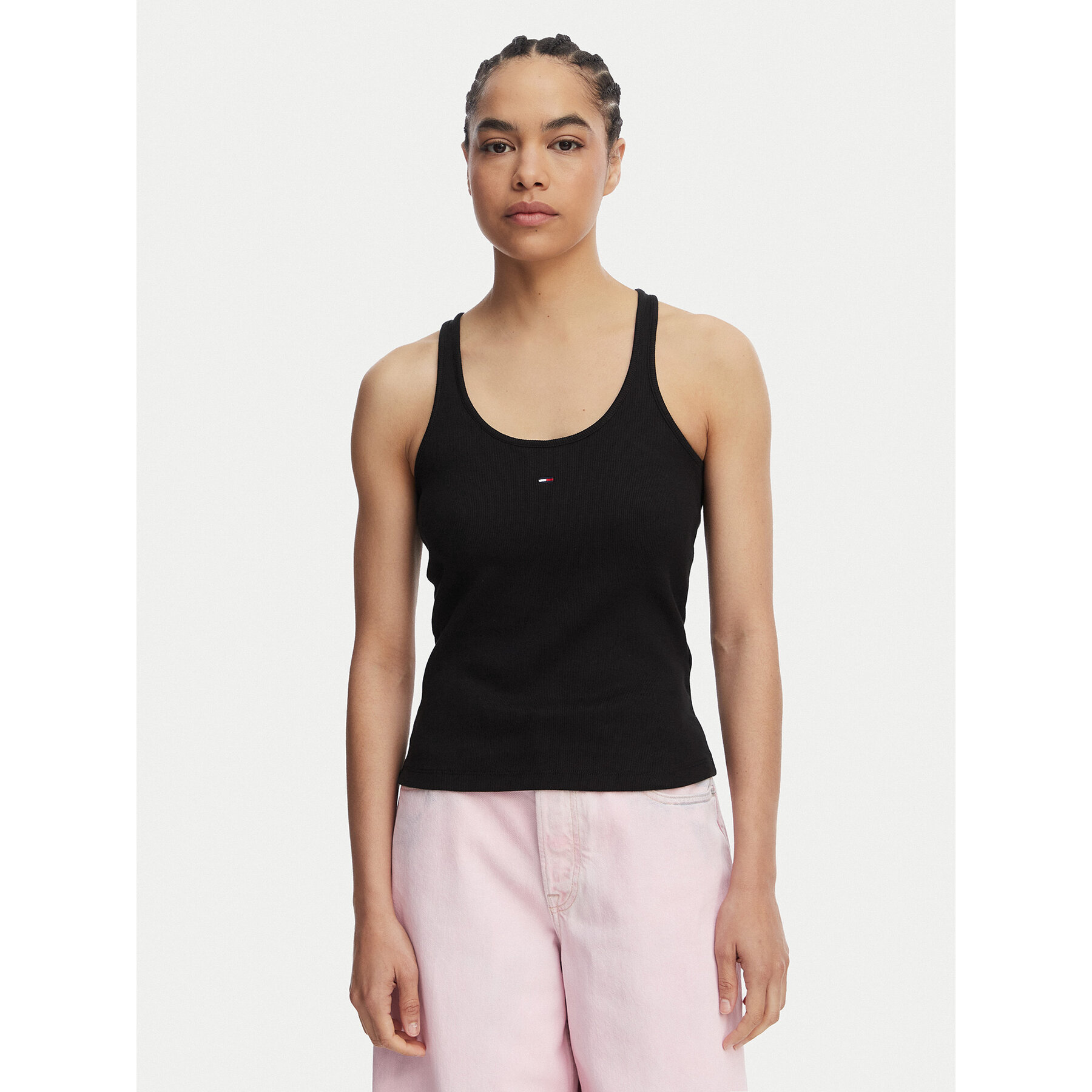 Tommy Jeans Top Racerback DW0DW22264 Schwarz Slim Fit