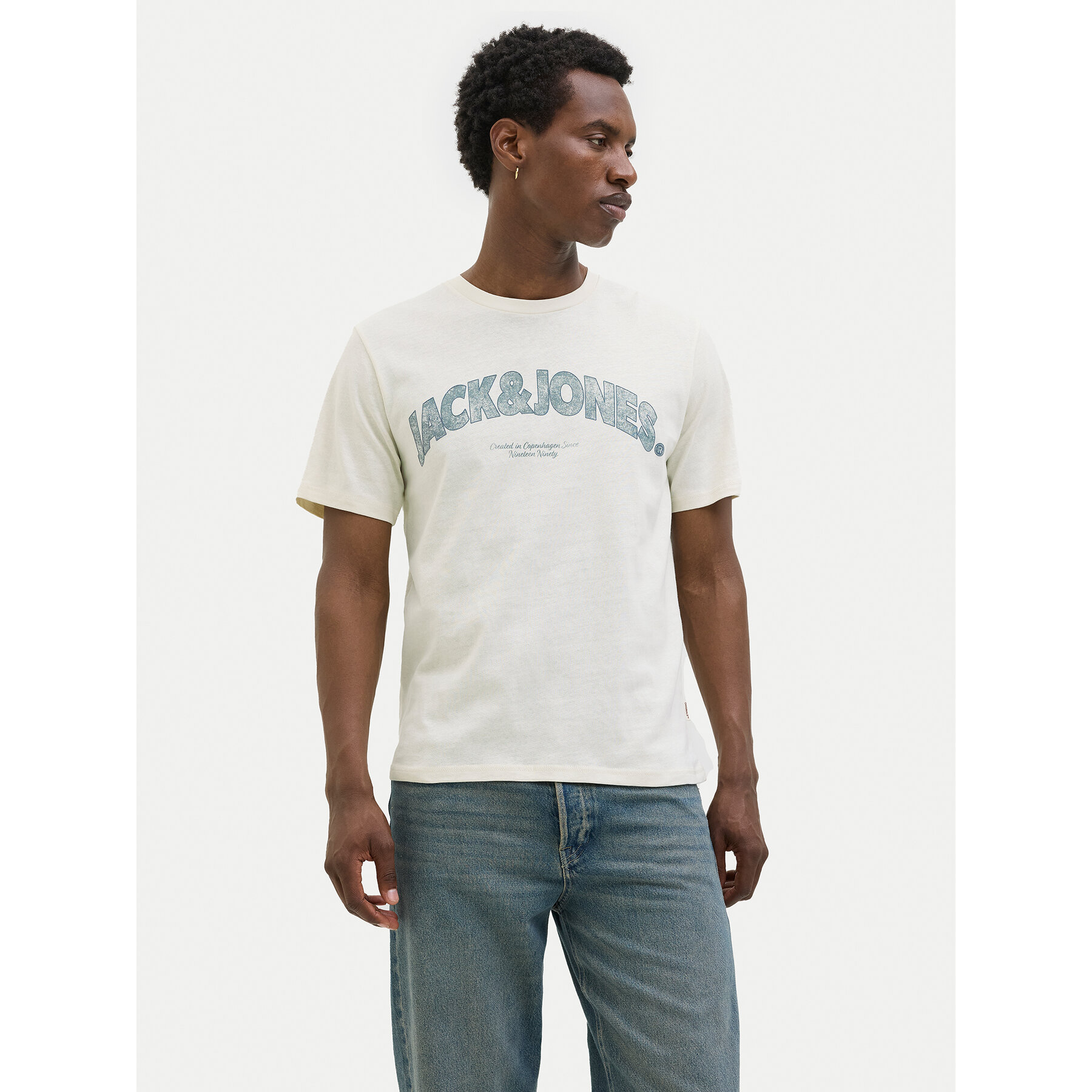 Jack & Jones T-shirt Almeria 12276962 Beige Regular Fit
