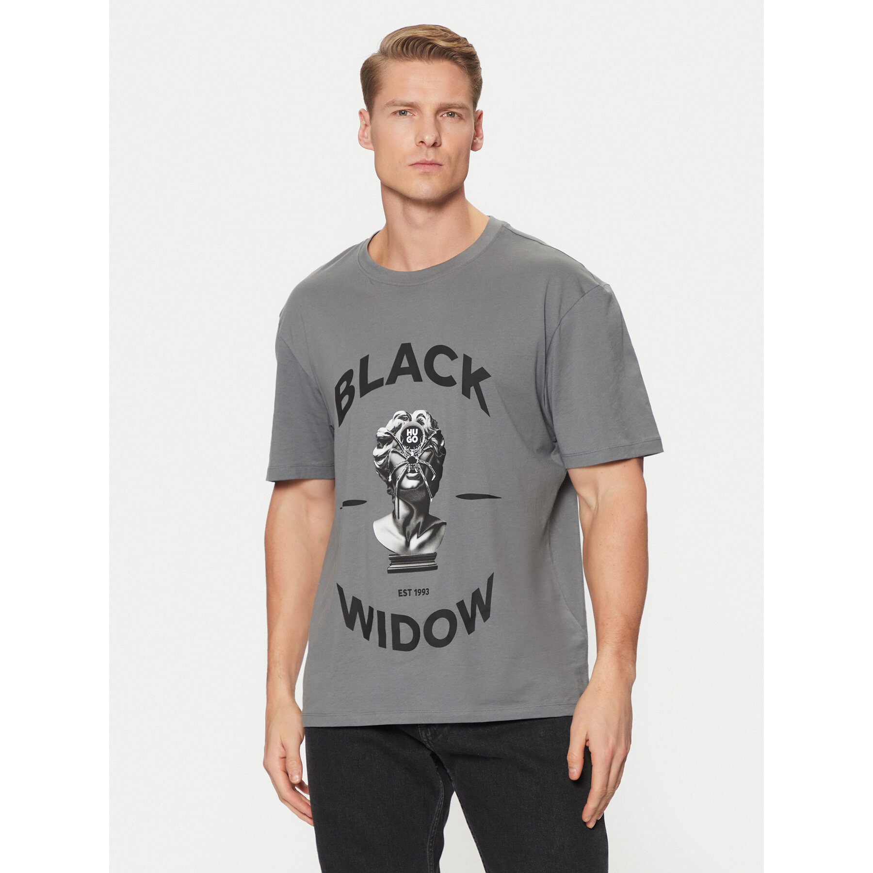 HUGO T-shirt Dostalgi 50530684 Grigio Relaxed Fit