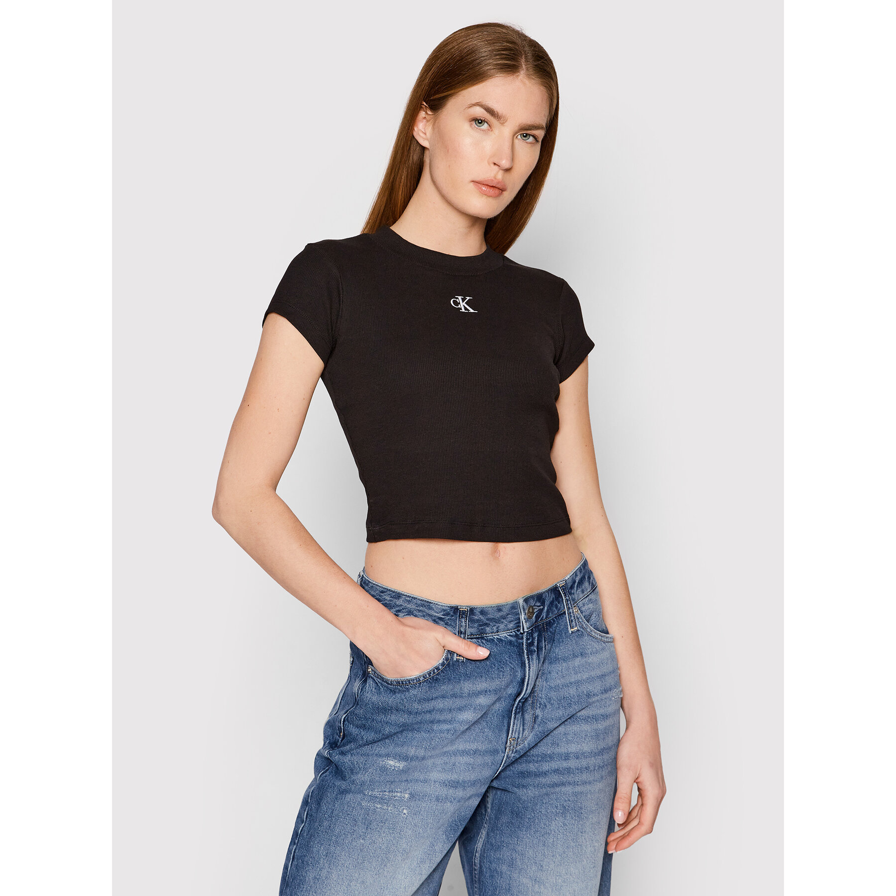 Calvin Klein Jeans Marškinėliai J20J218337 Juoda Slim Fit