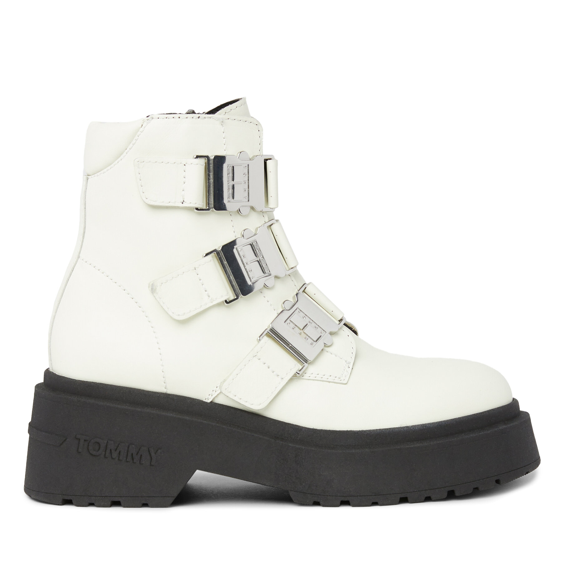 Polokozačky Tommy Jeans Tjw Chunky Boot Hardware EN0EN02443 Écru