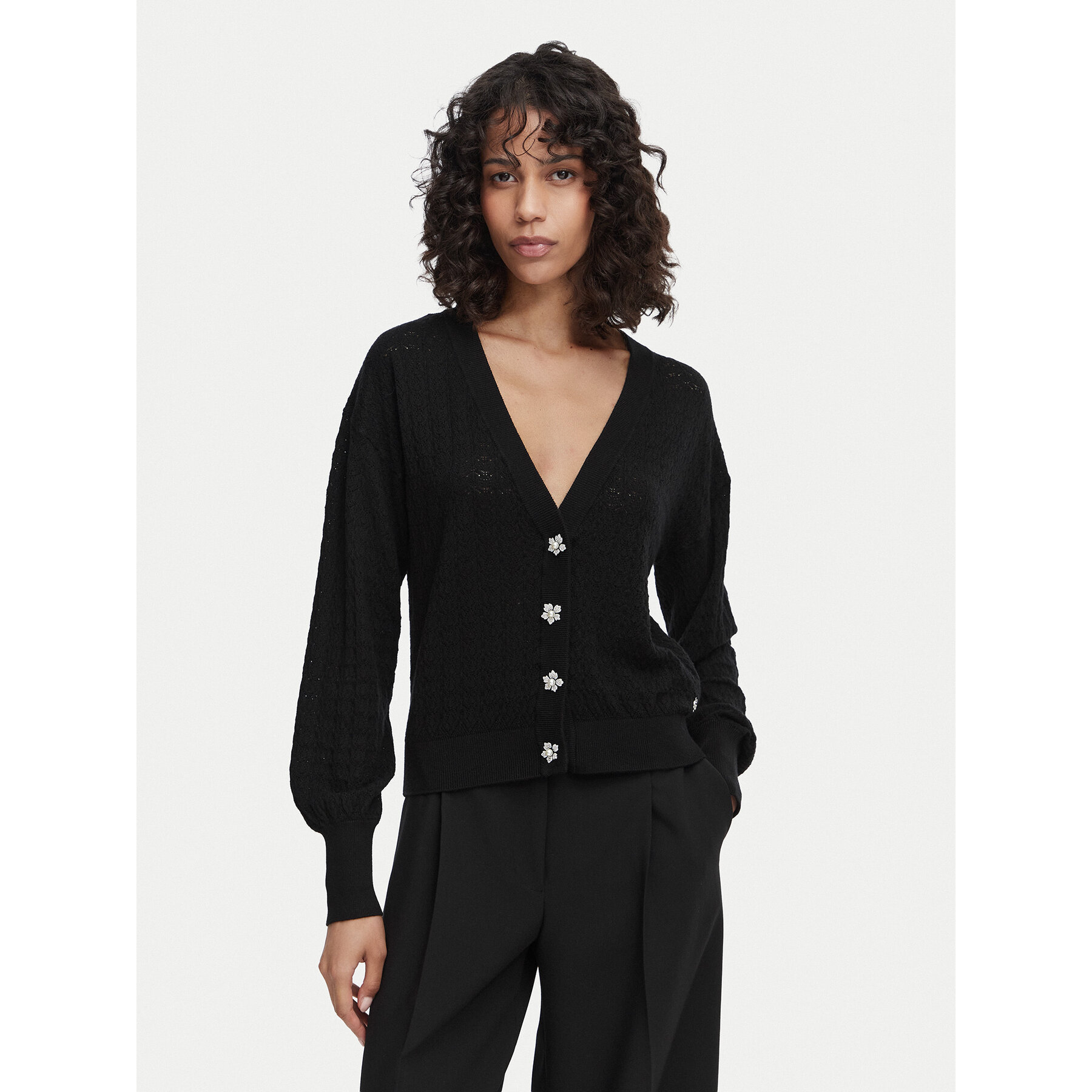 Guess Strickjacke W6YR14 Z0955 Schwarz Regular Fit