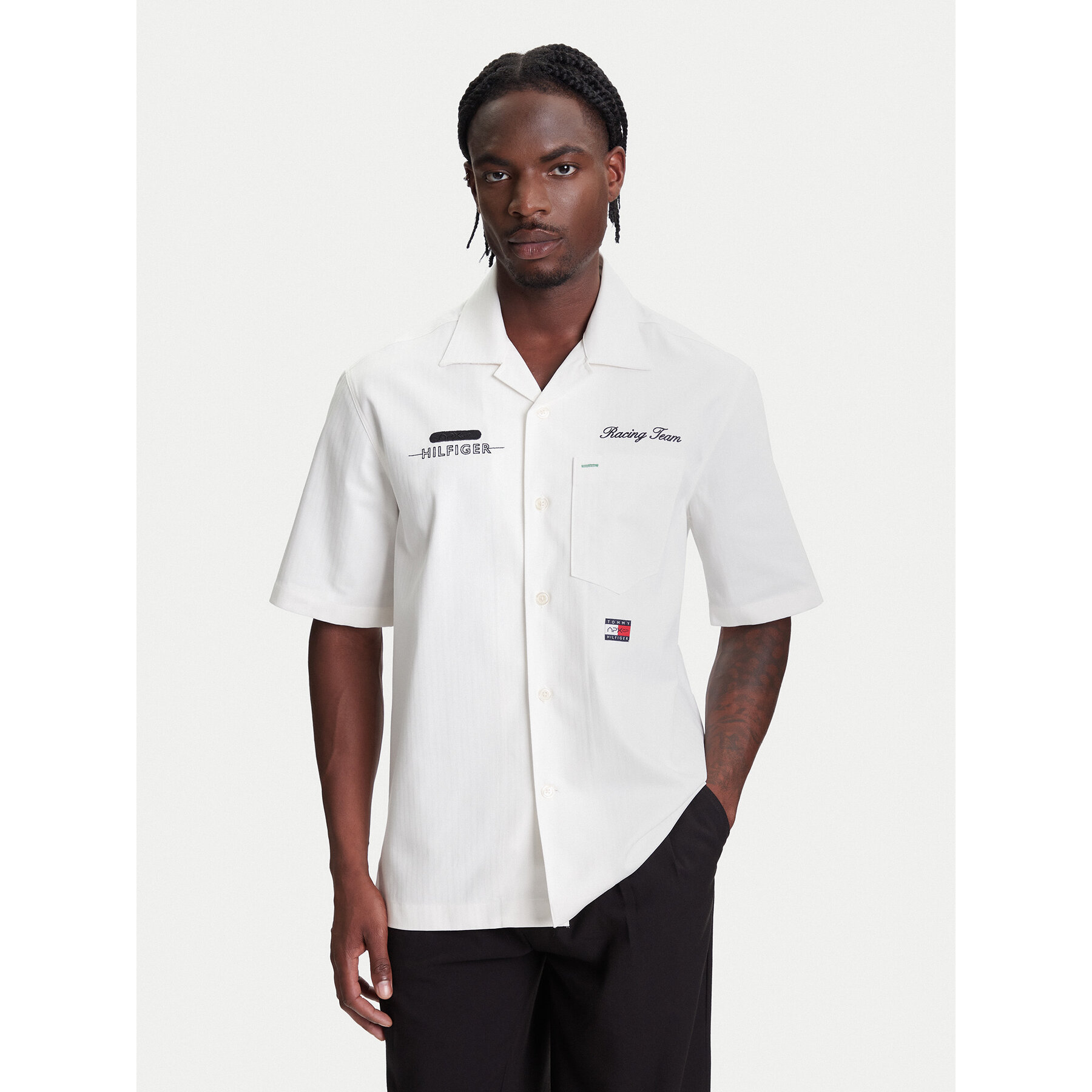 Tommy Hilfiger Hemd F1 Movie Mechanics MW0MW41476 Écru Boxy Fit