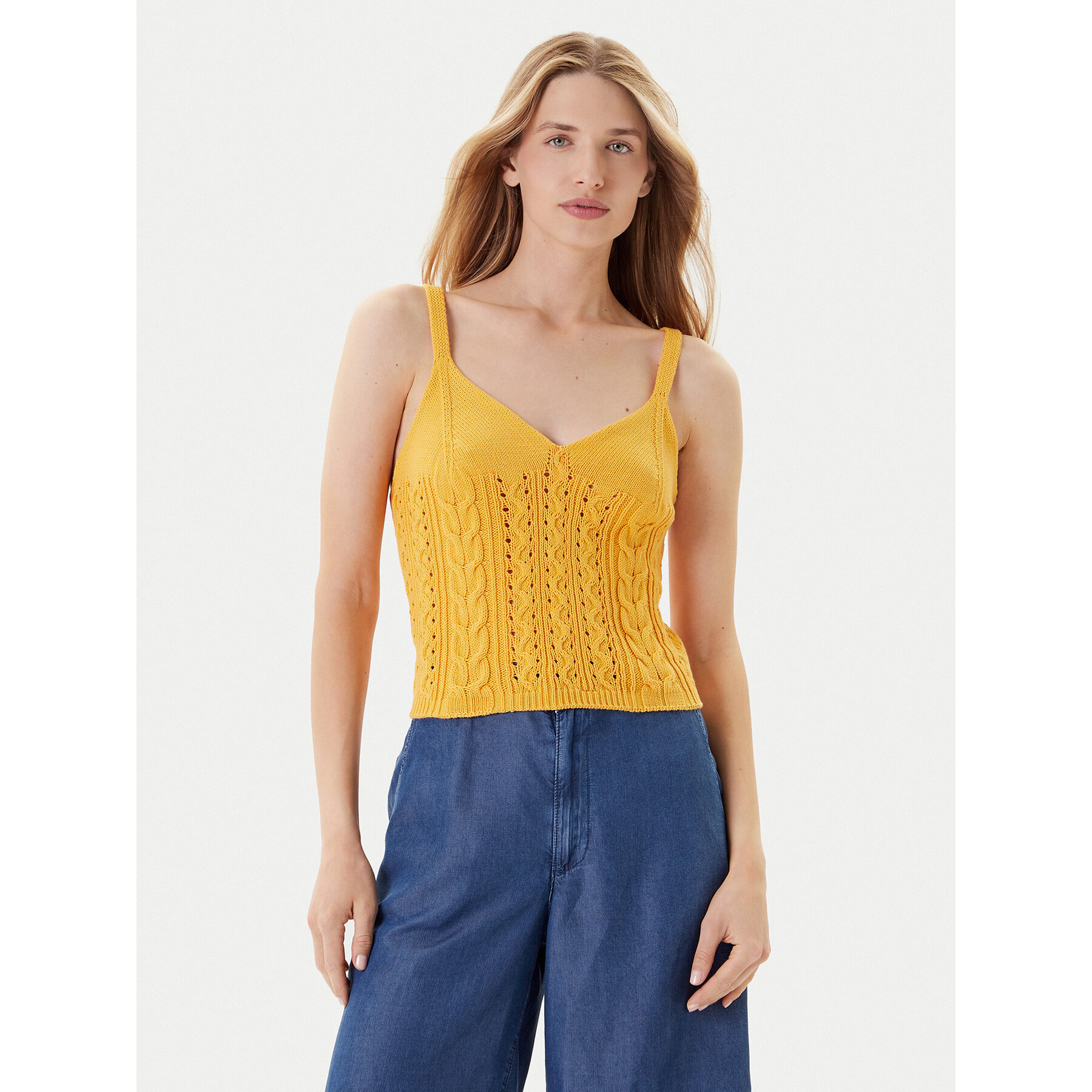 United Colors Of Benetton Felső 101TDH01B Sárga Slim Fit