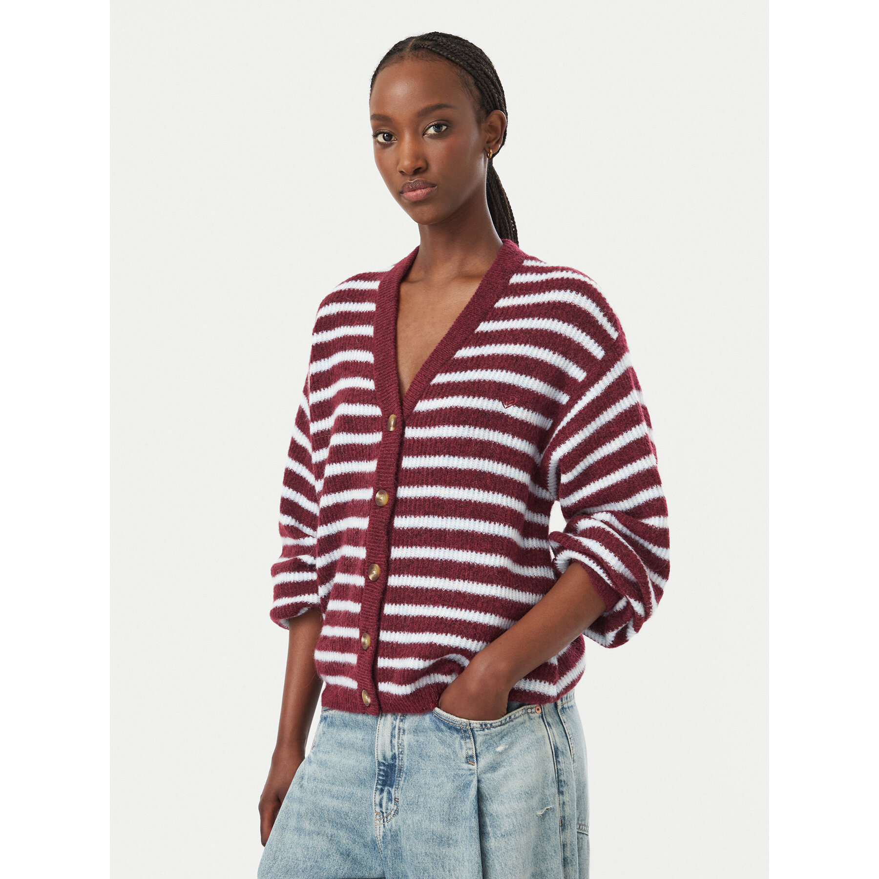 Roxy Strickjacke Deep As The Ocean EBJSW00157 Dunkelrot Regular Fit