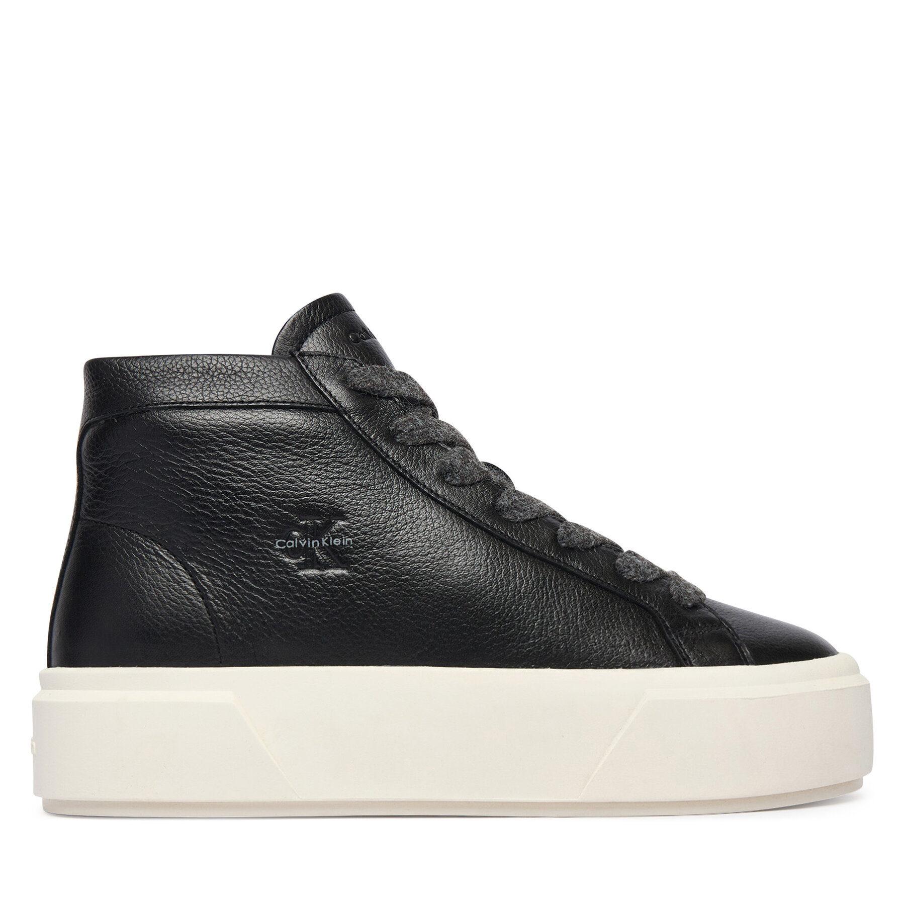 Superge Calvin Klein Flatform Mid Laceup Lth Wl HW0HW03230 Črna