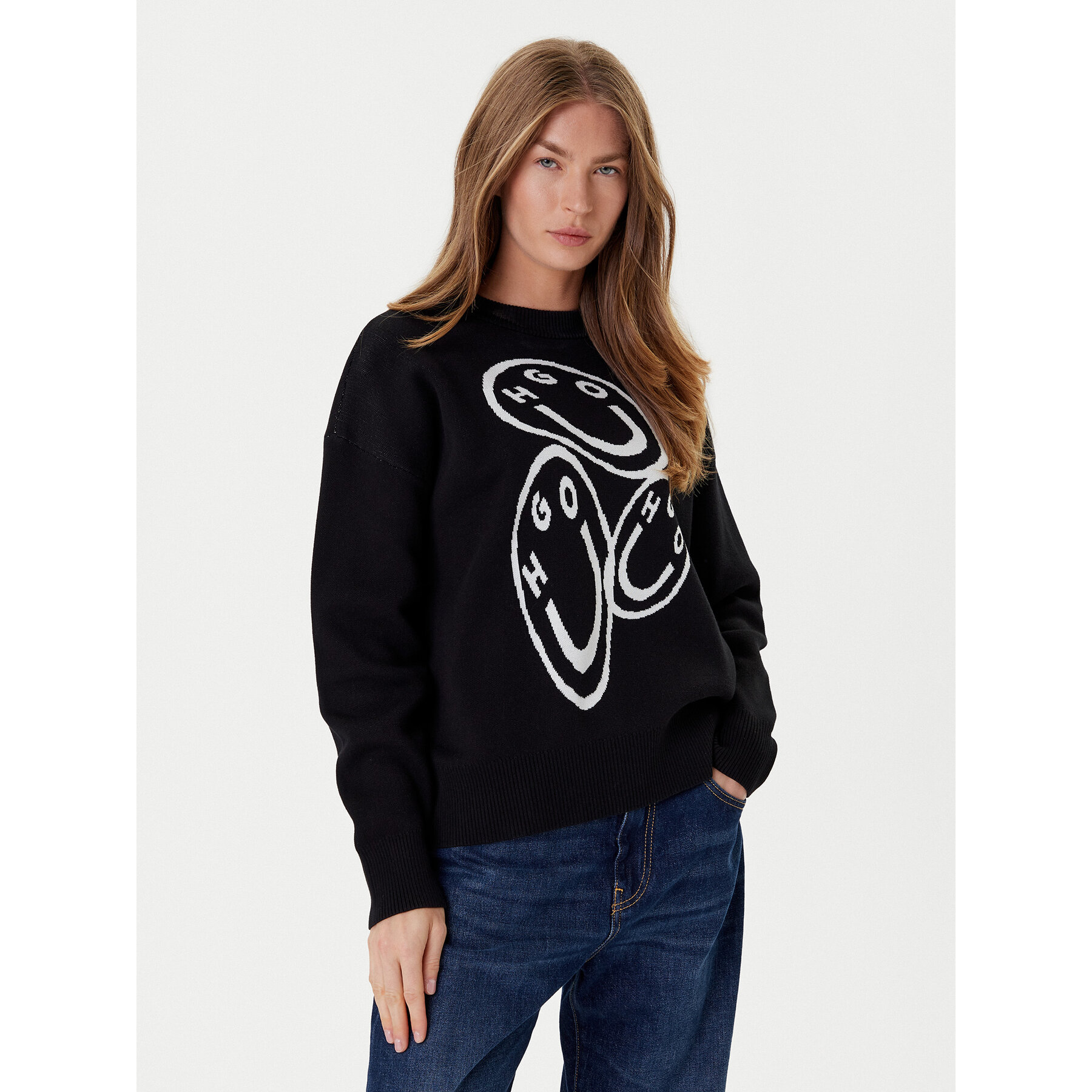 HUGO Pullover Seginy 50543020 Schwarz Regular Fit