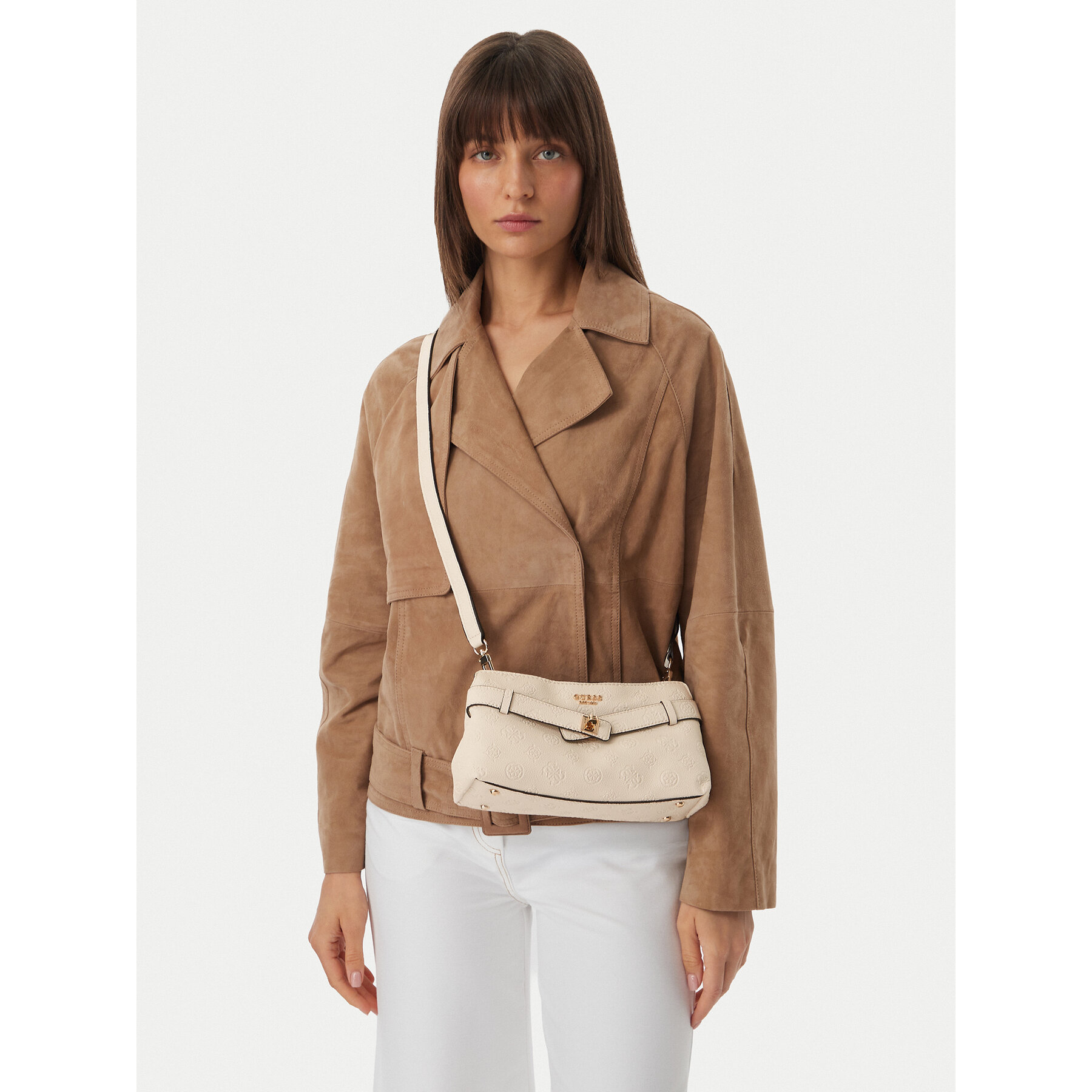 Τσάντα Guess Ella Logo Mini HWPD97 46730 Ανοιχτό μπεζ