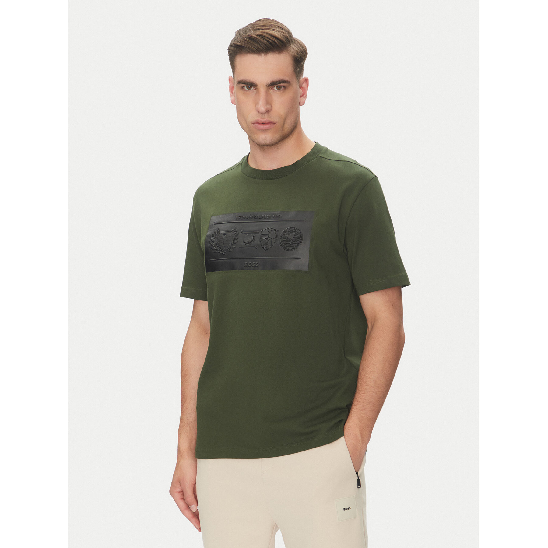 BOSS Póló 50538112 Zöld Regular Fit