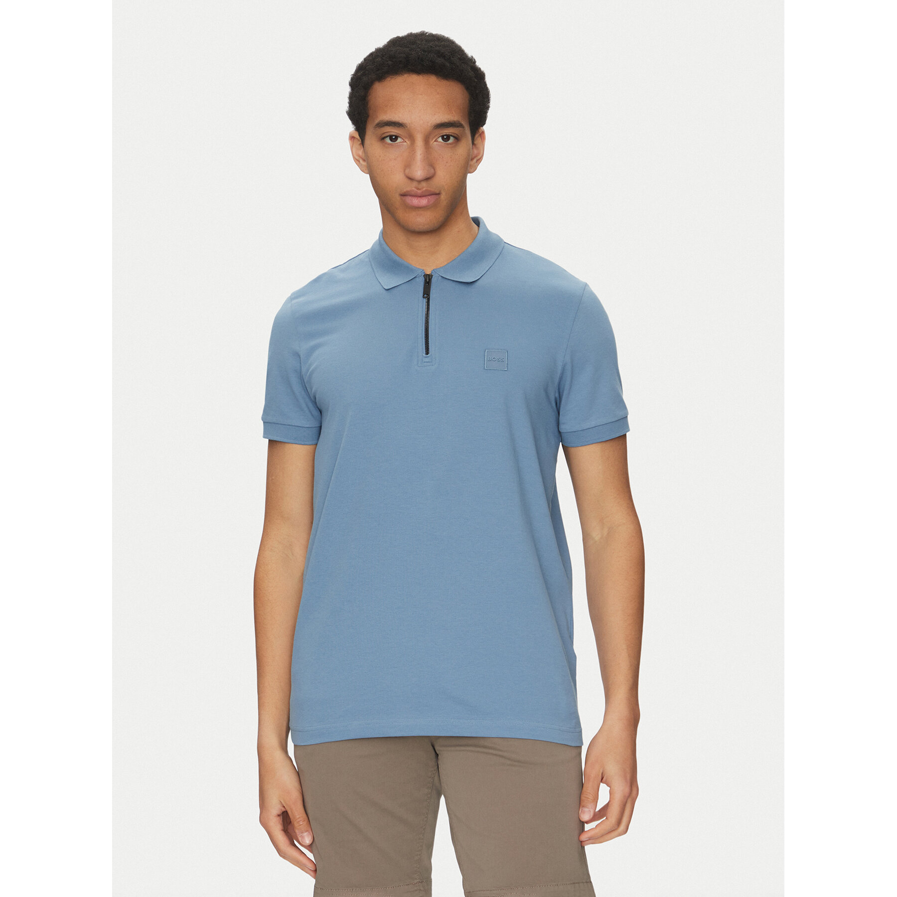 BOSS Polo Passerzip 50537507 Celeste Slim Fit