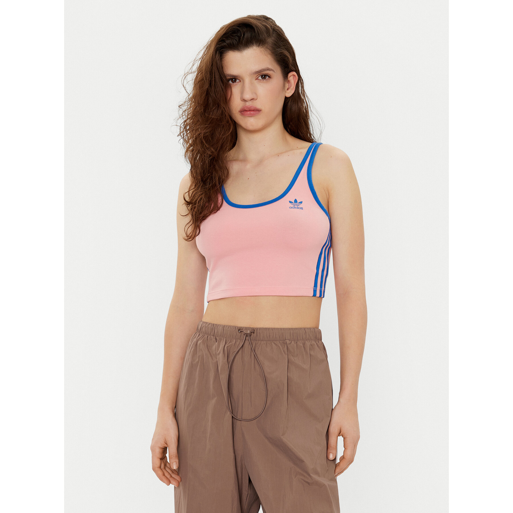 adidas Τοπ adicolor 3-Stripes JP2293 Ροζ Slim Fit