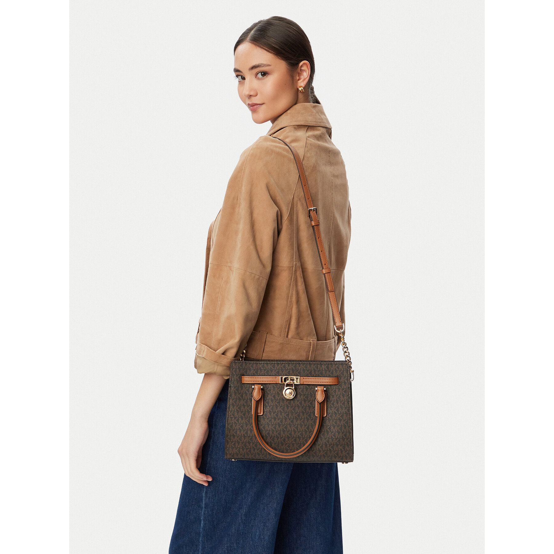 Geantă MICHAEL Michael Kors Hamilton Moderne 30T6GNXS1B Maro închis