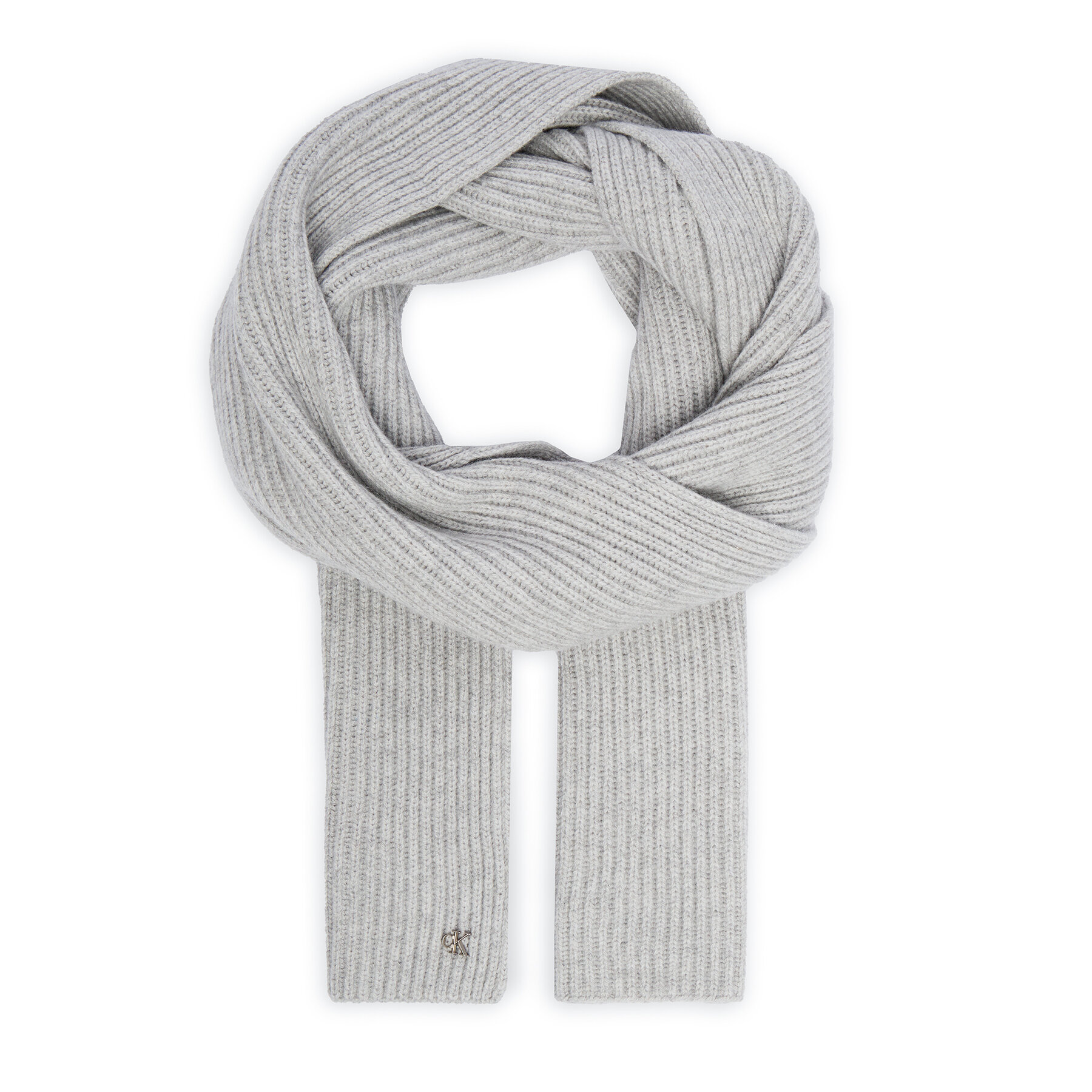Šal Calvin Klein Ck Metal Wool Rib Scarf LV04D8056G Siva
