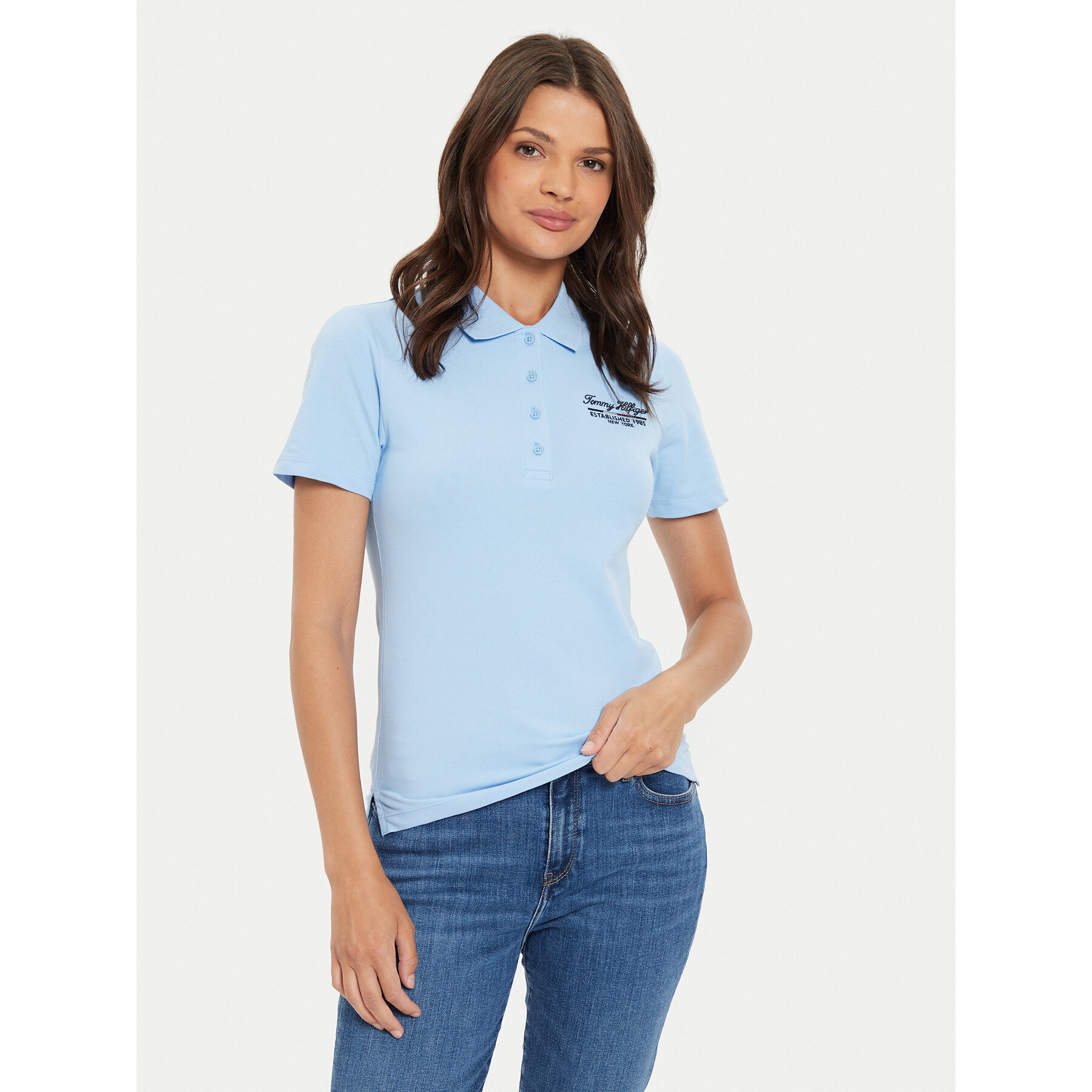 Tommy Hilfiger Polo Script WW0WW43624 Γαλάζιο Slim Fit