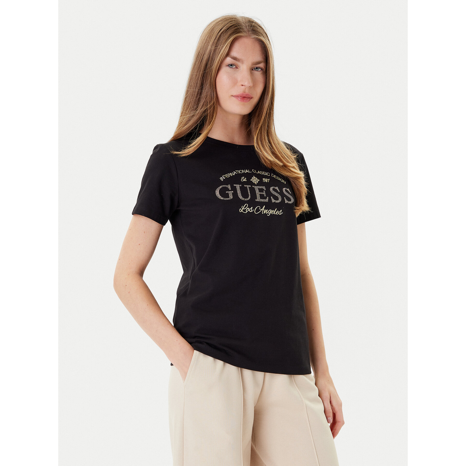 Guess Póló V5YI13 J1314 Fekete Regular Fit