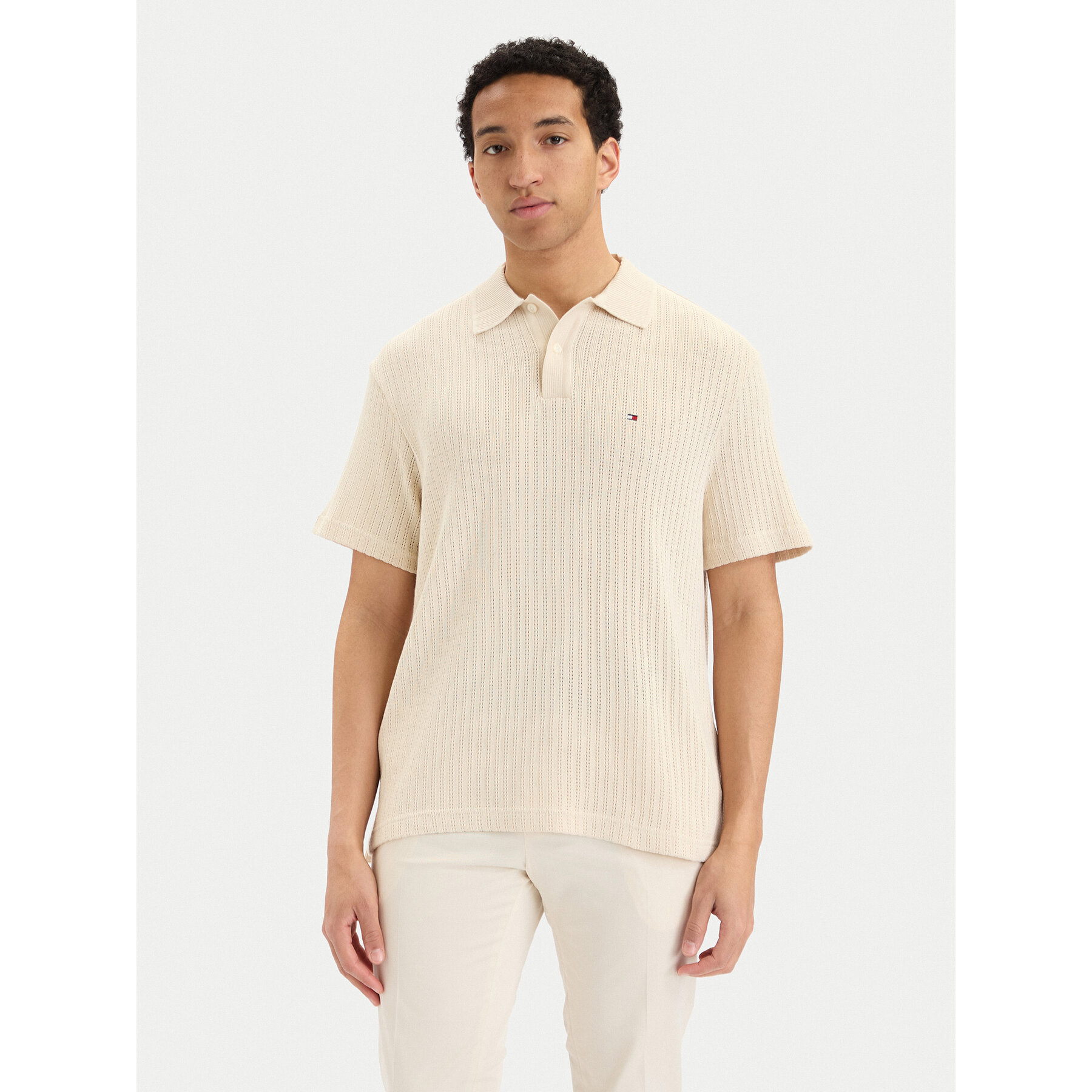 Tommy Hilfiger Polo majica MW0MW42770 Kremna Regular Fit