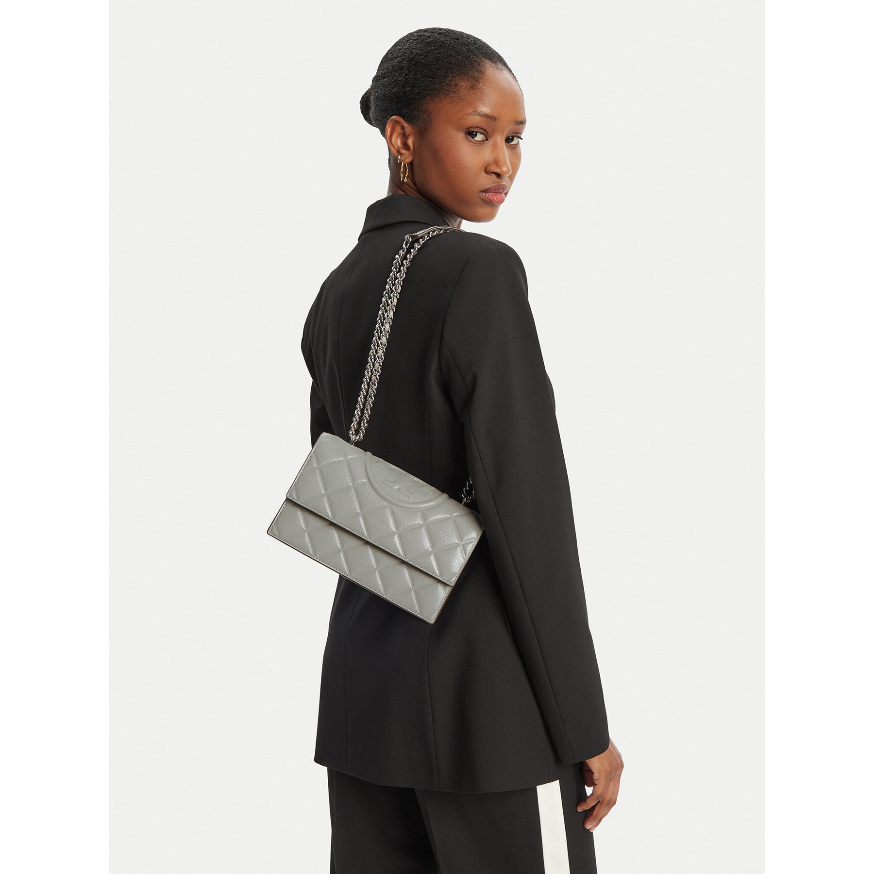 Borsetta Tory Burch Fleming Small Convertible Shoulder Bag 164800 Grigio