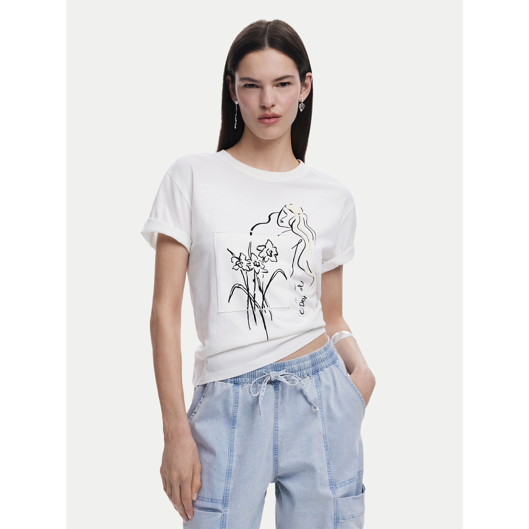 Desigual Póló Paraguay 25SWTKAB Fehér Regular Fit
