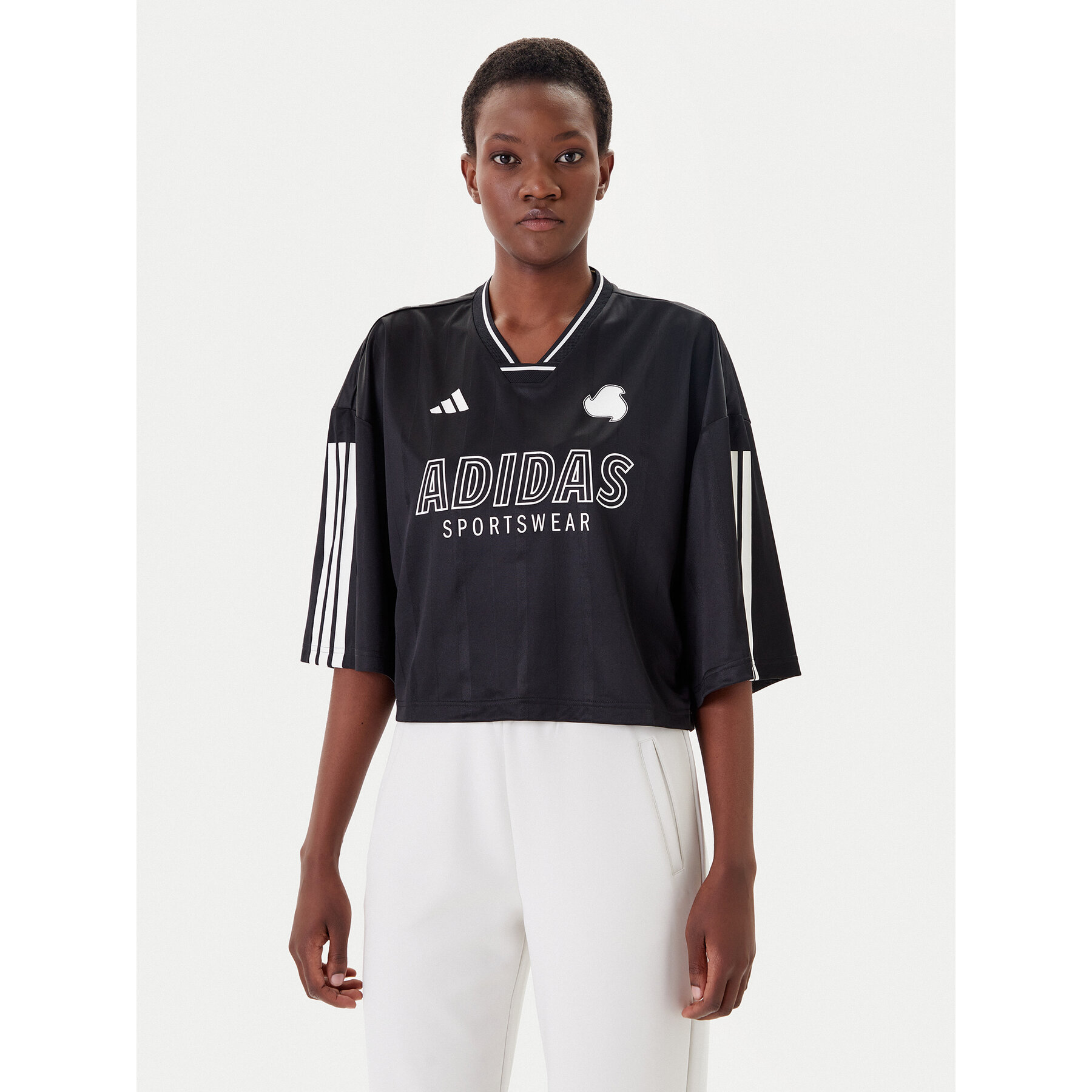 adidas T-Shirt Tiro Cut 3-Stripes JG4097 Μαύρο Oversize