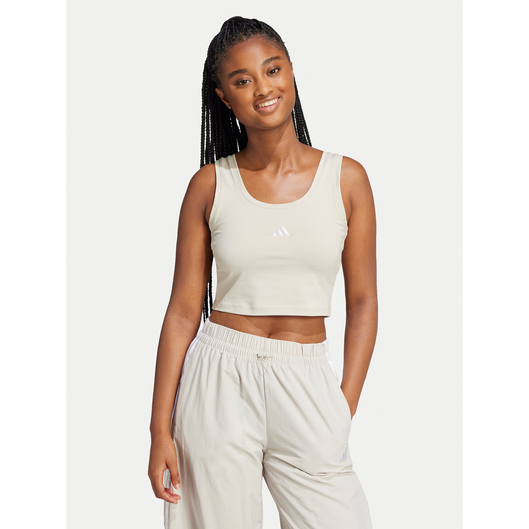 adidas Τοπ Essentials Small Logo JD0561 Μπεζ Slim Fit