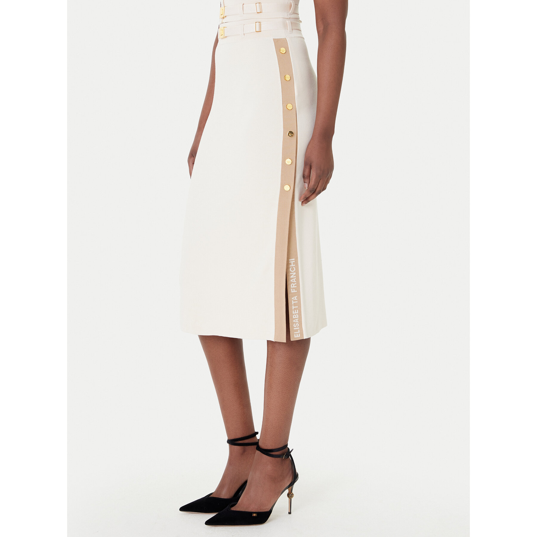 Elisabetta Franchi Midirock GK-27S-61E2-V340 Beige Regular Fit