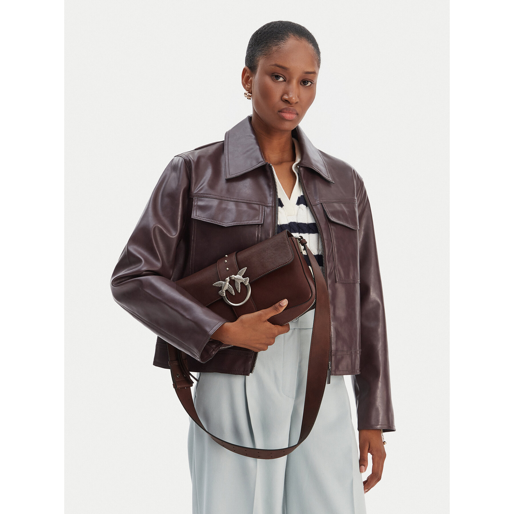 Borsa PINKO Love One Slouchy Zip Classic AI 25-26 PLTT 105081 A2JG Marrone