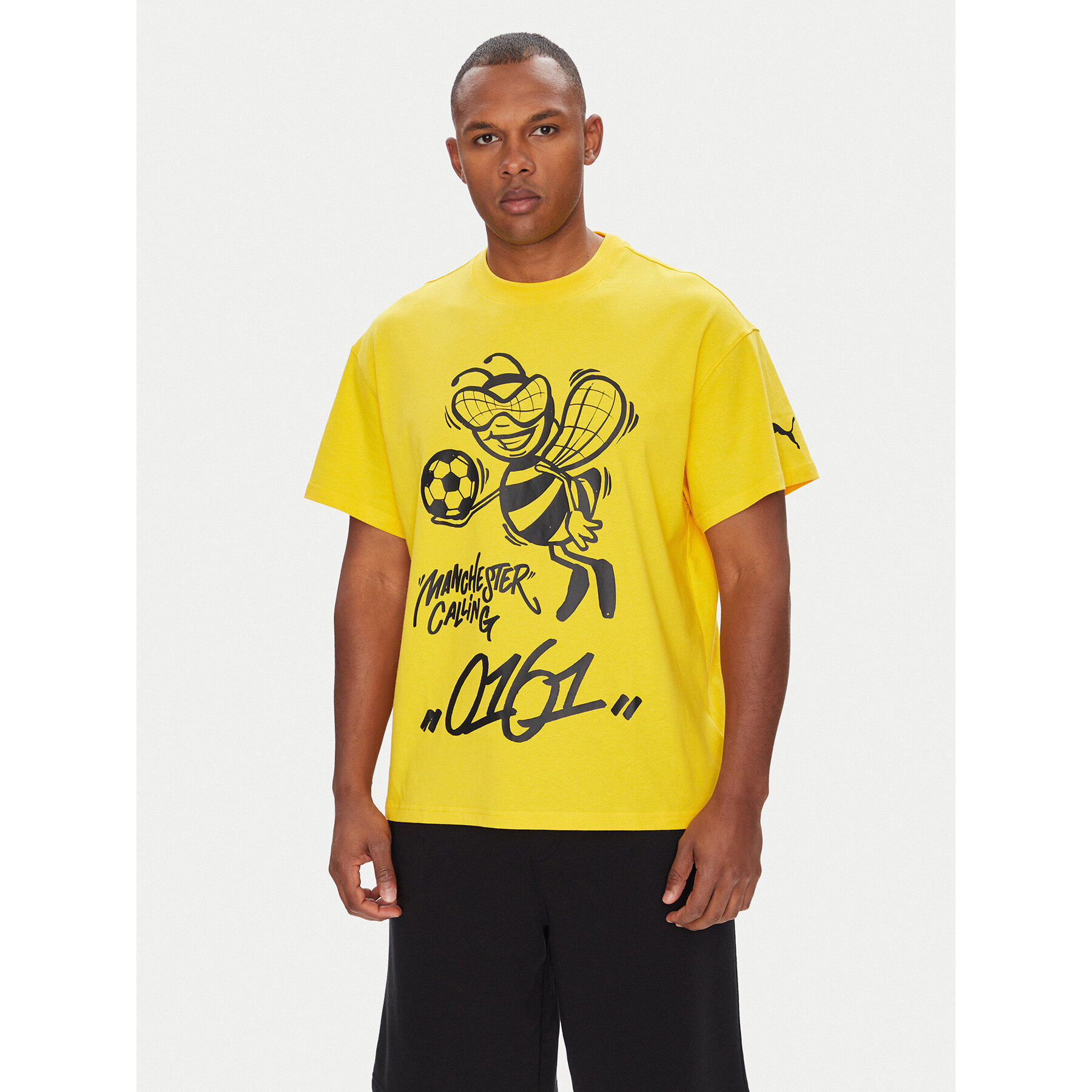 Puma Marškinėliai CWC Hoops x Man City 631696 Geltona Regular Fit