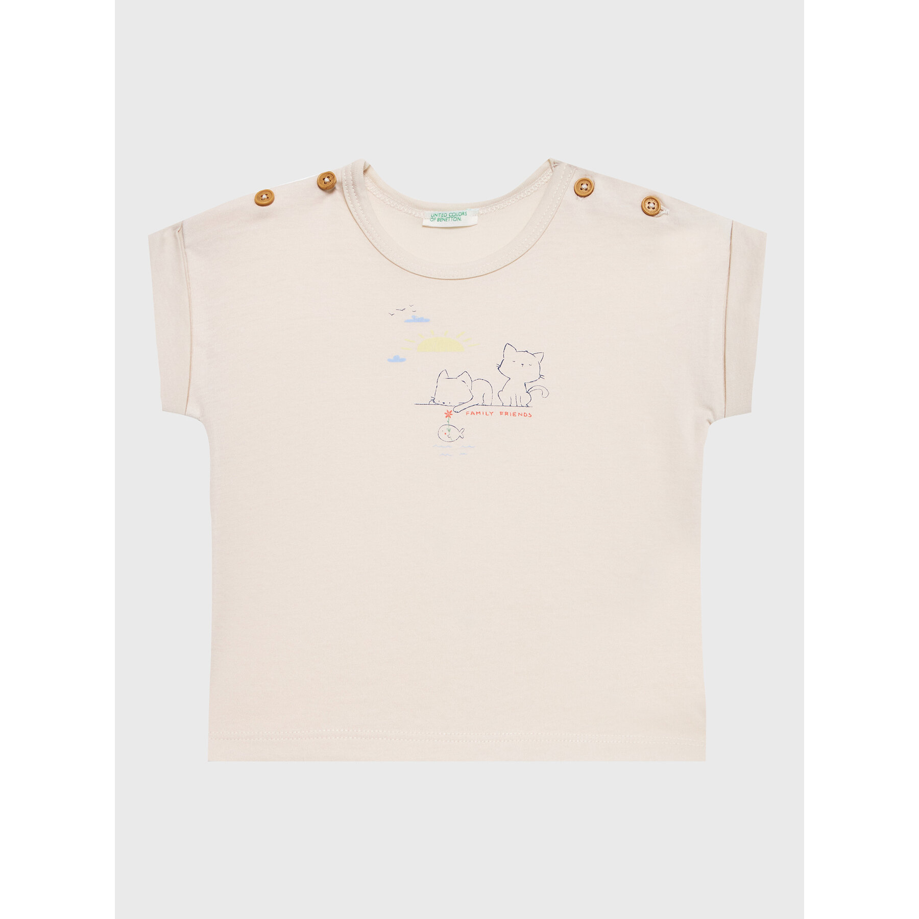 United Colors Of Benetton T-Shirt 3096A102A Μπεζ Regular Fit