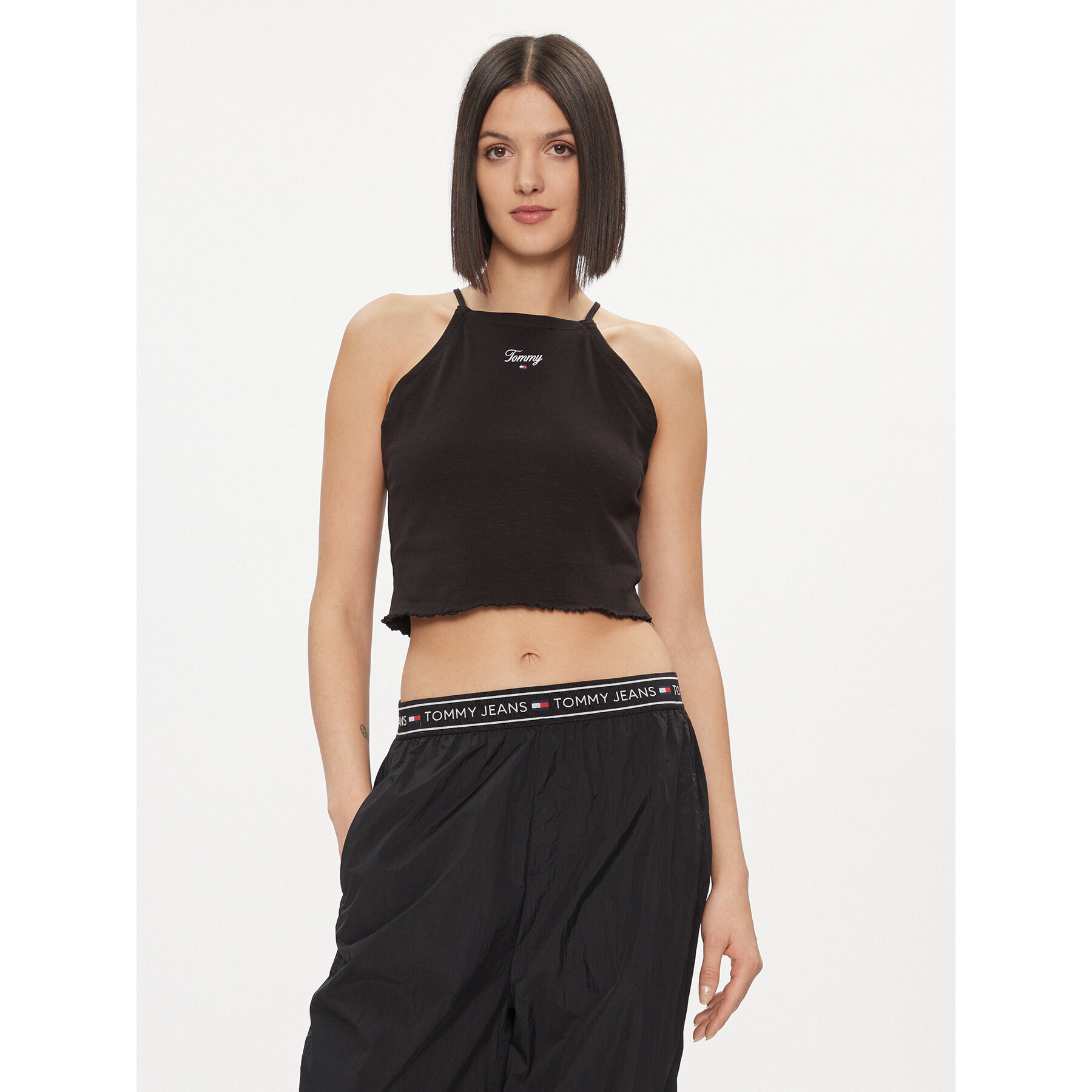 Tommy Jeans Τοπ DW0DW17368 Μαύρο Slim Fit