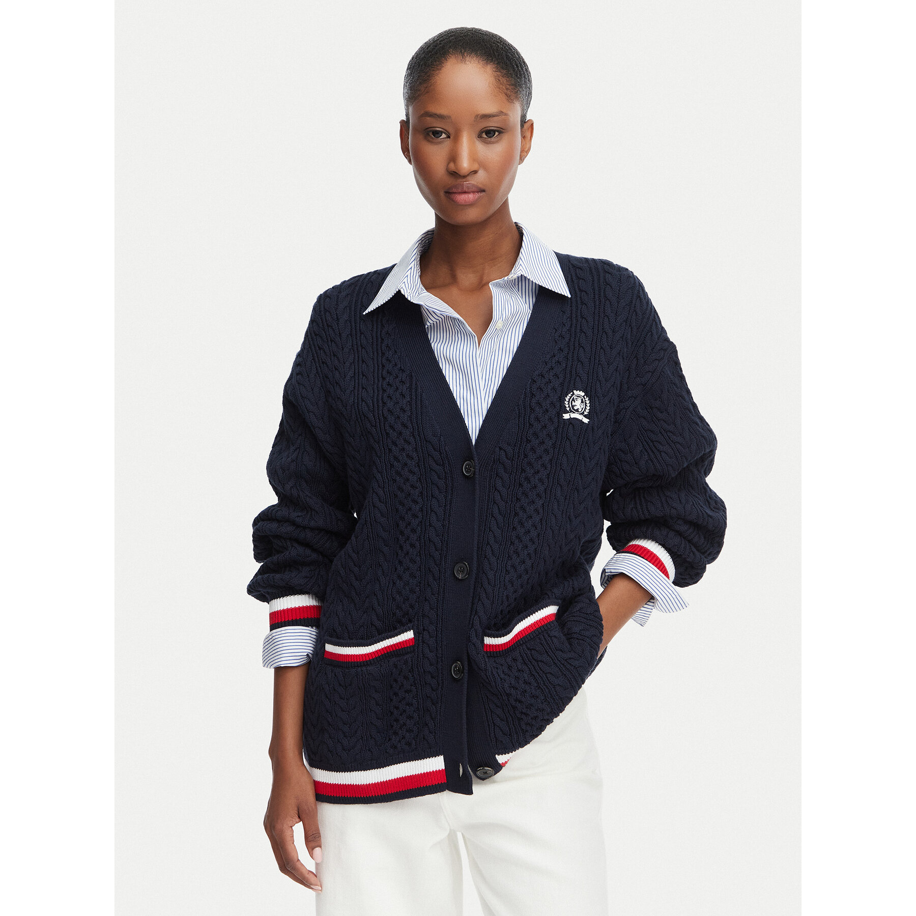 Tommy Jeans Strickjacke DW0DW22934 Dunkelblau Regular Fit