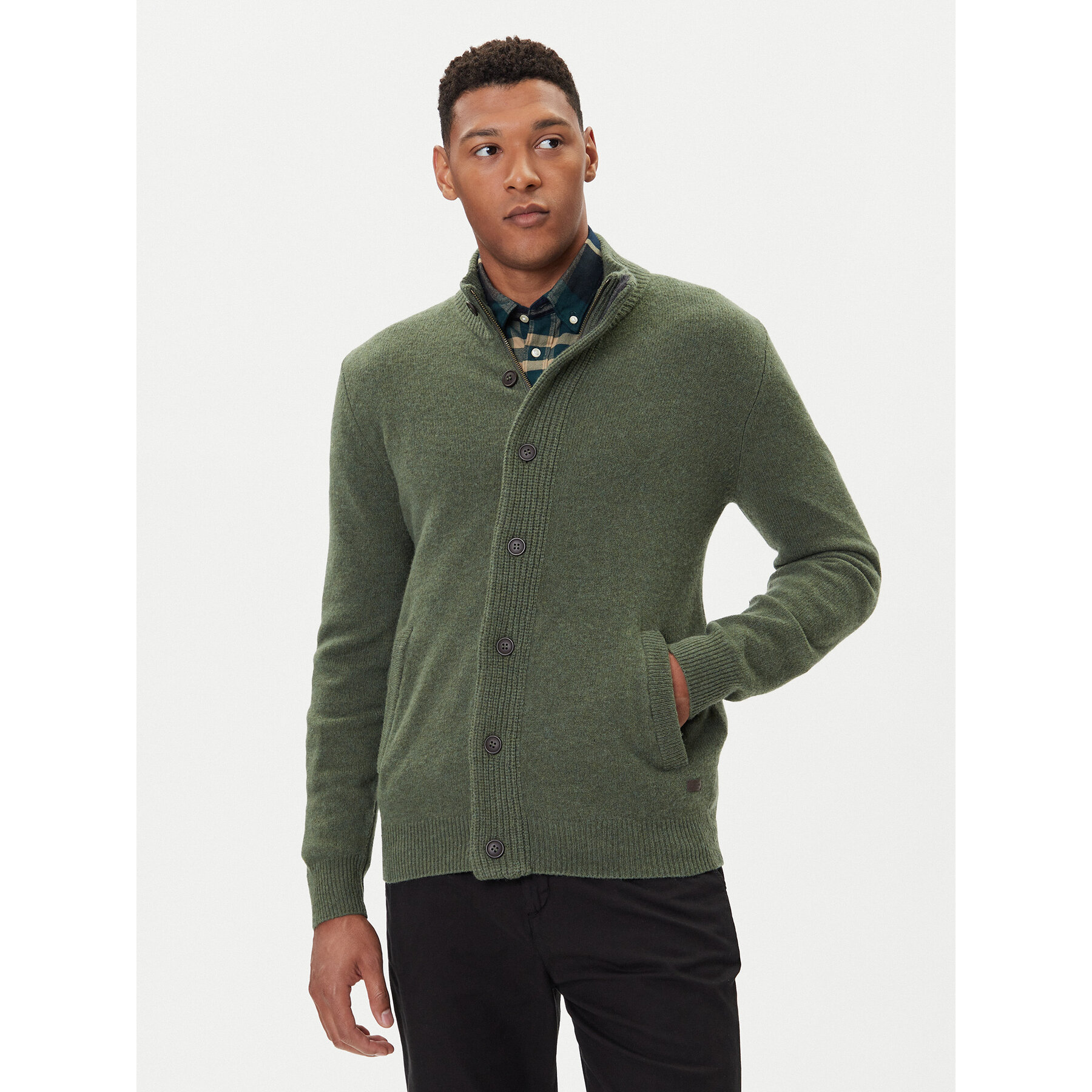 Barbour Strickjacke Essential MKN0731OL51 Grün Regular Fit