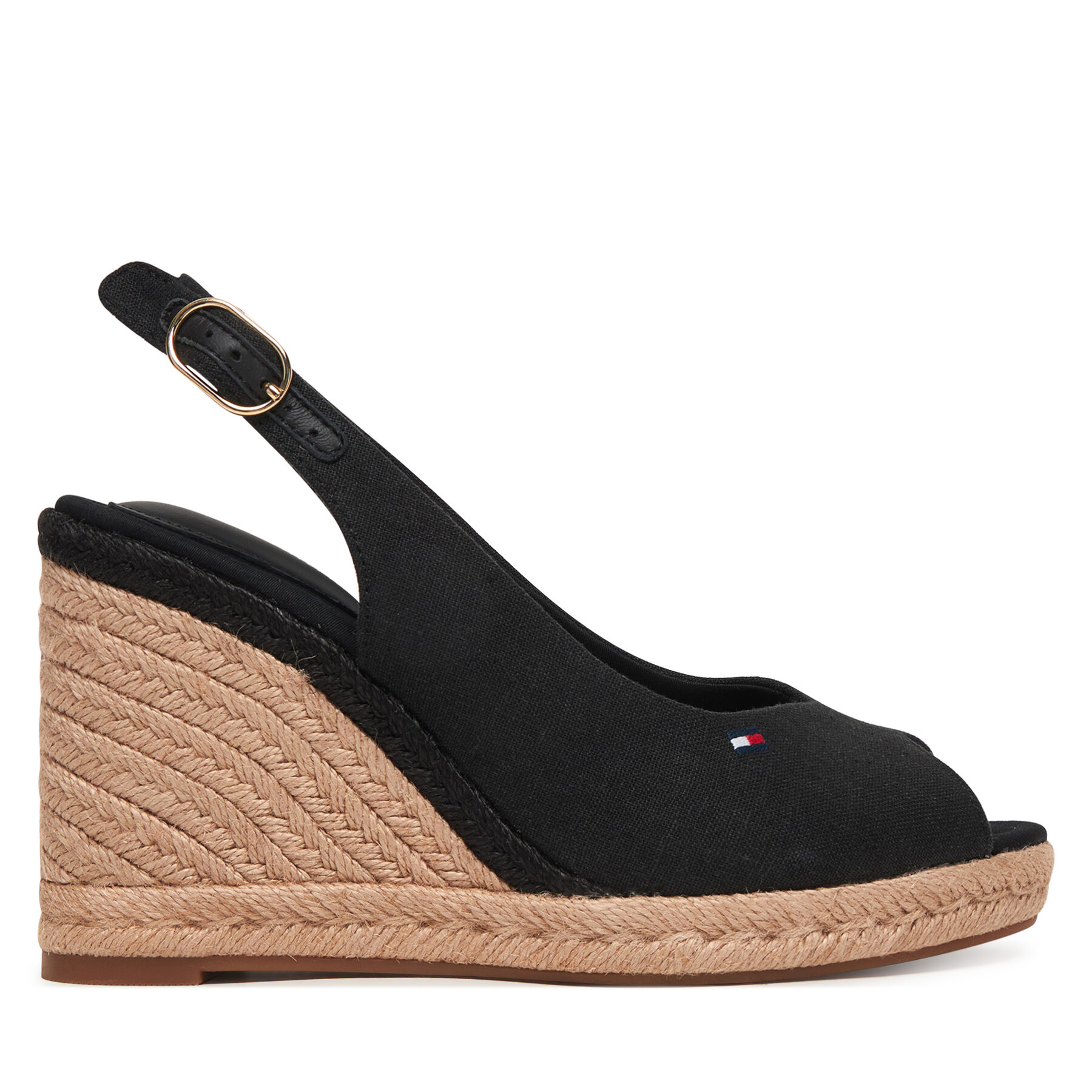 Espadrile Tommy Hilfiger Flag High Wedge Espad Slingback FW0FW09343 Črna