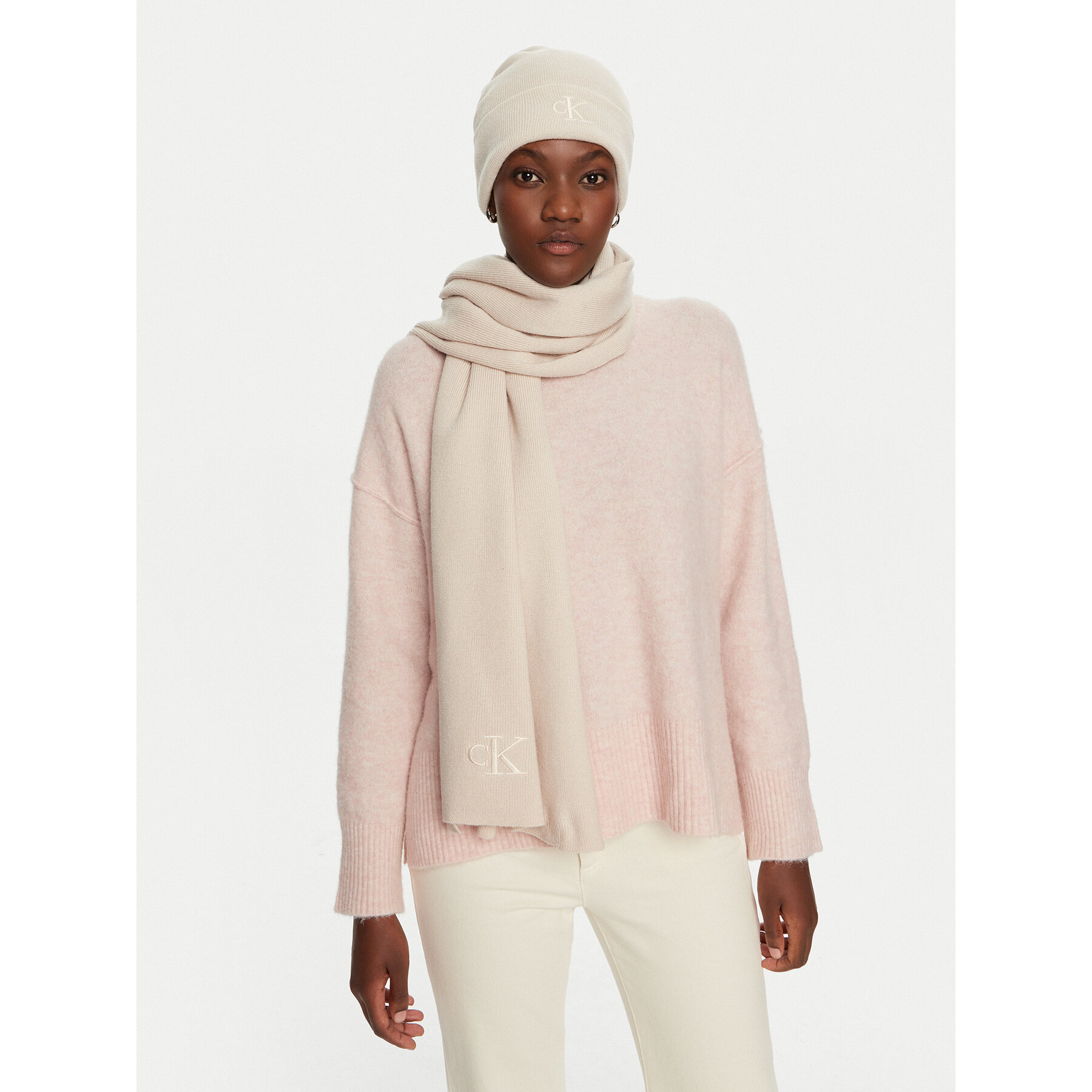 Ensemble bonnet + écharpe Calvin Klein K60K612666 Beige